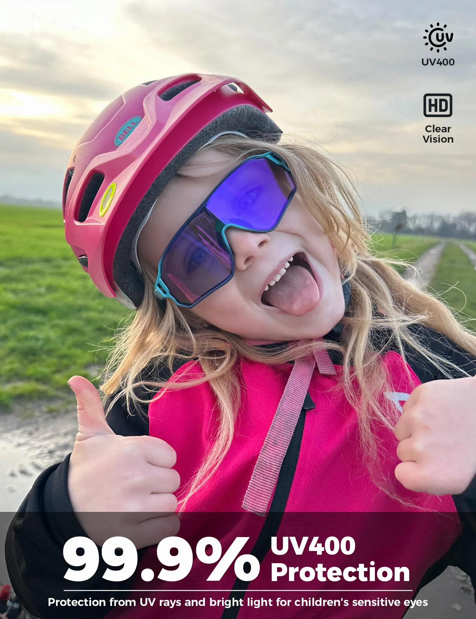 ROCKBROS Samoprzyciemniające Się Okulary Rowerowe Sportowe Młodzieżowe Przeciwsłoneczne Dziecięce Ochrona UV400 4 Kolory z Ramką TR90