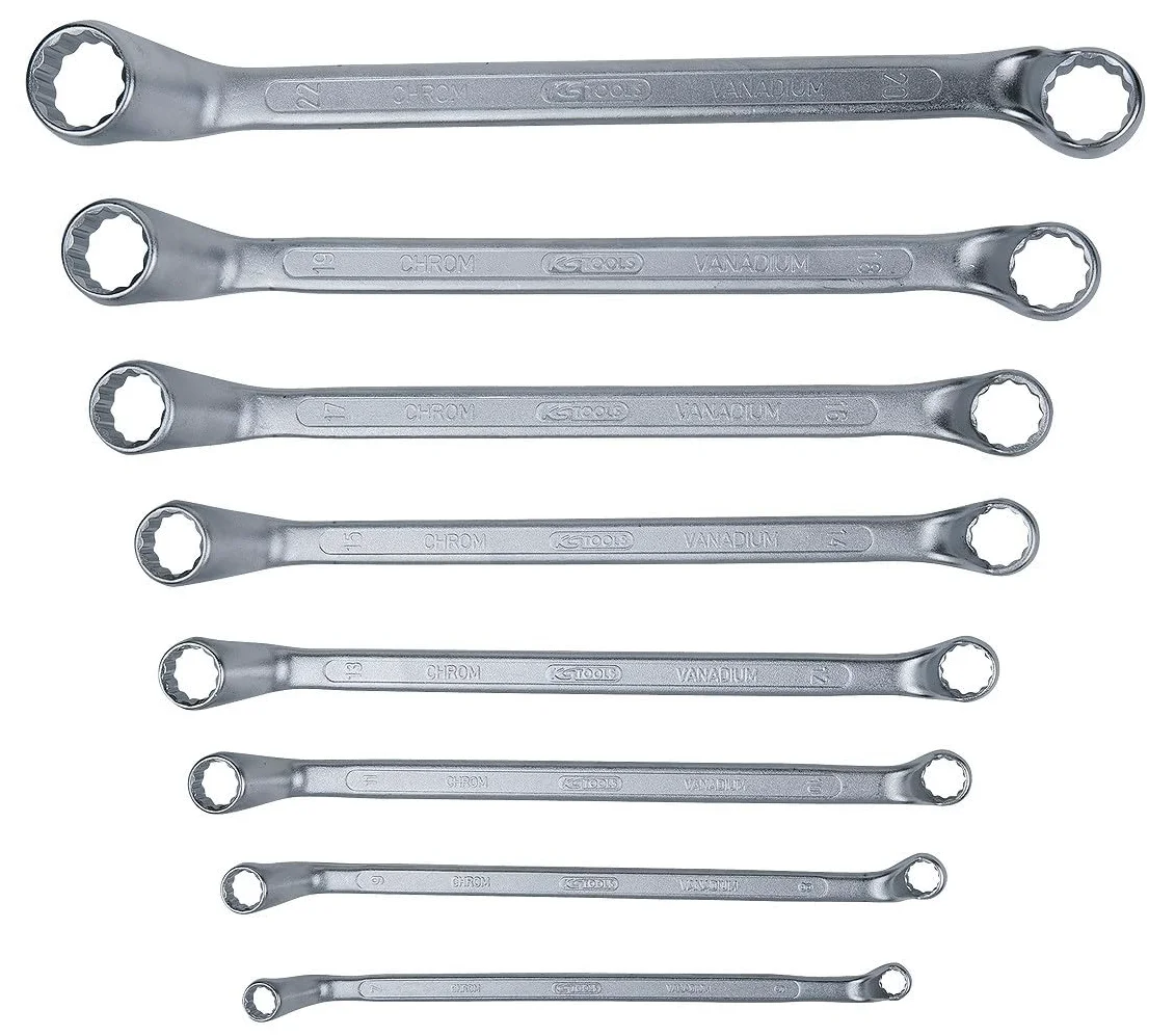 KS Tools 517.0248 Zest podwójnych kluczy oczkowych zagietych, 8-szt, 6x7-20x22mm