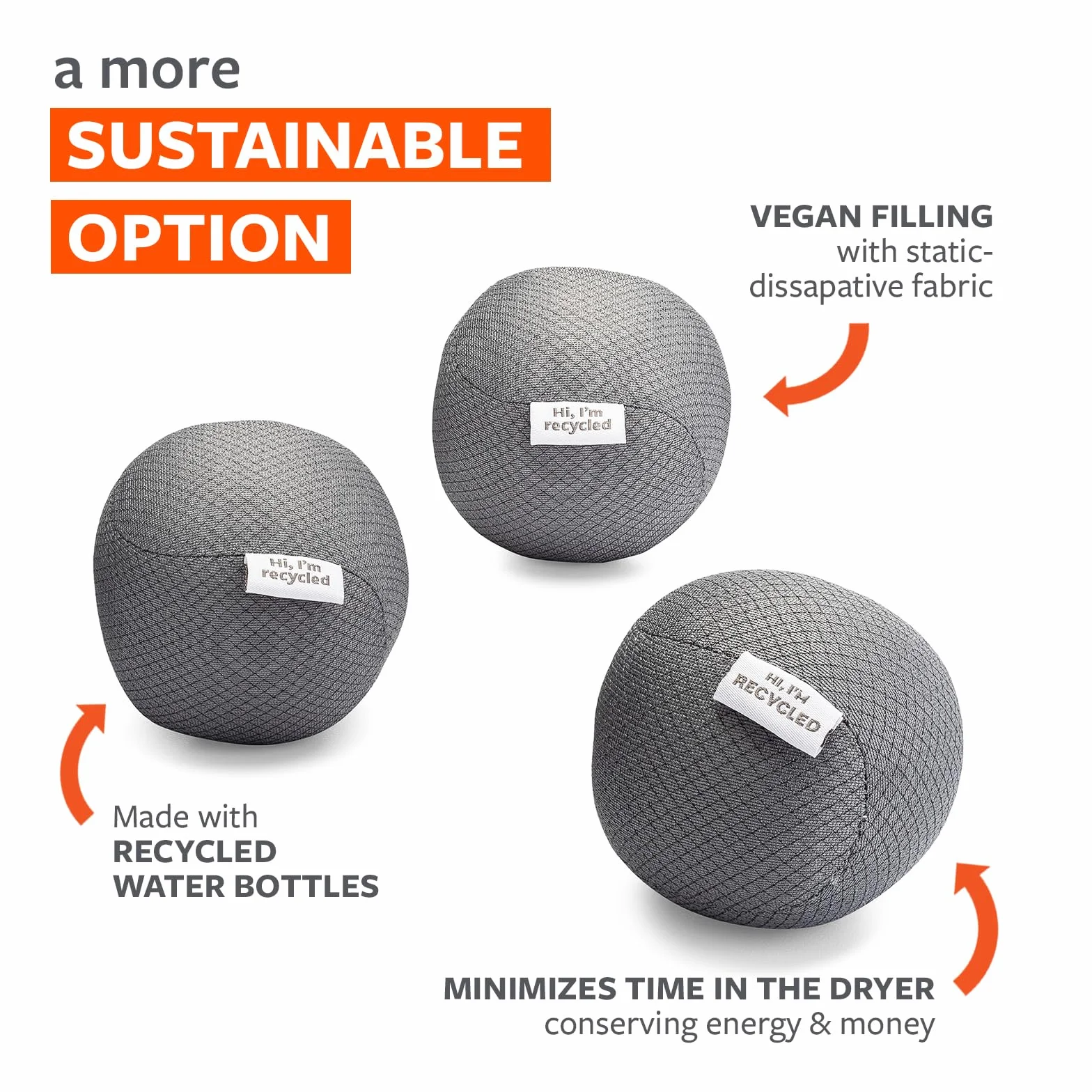 Full Circle Loads of Fun Anti-Static Dryer Balls Grey, Zestaw 3, One Size