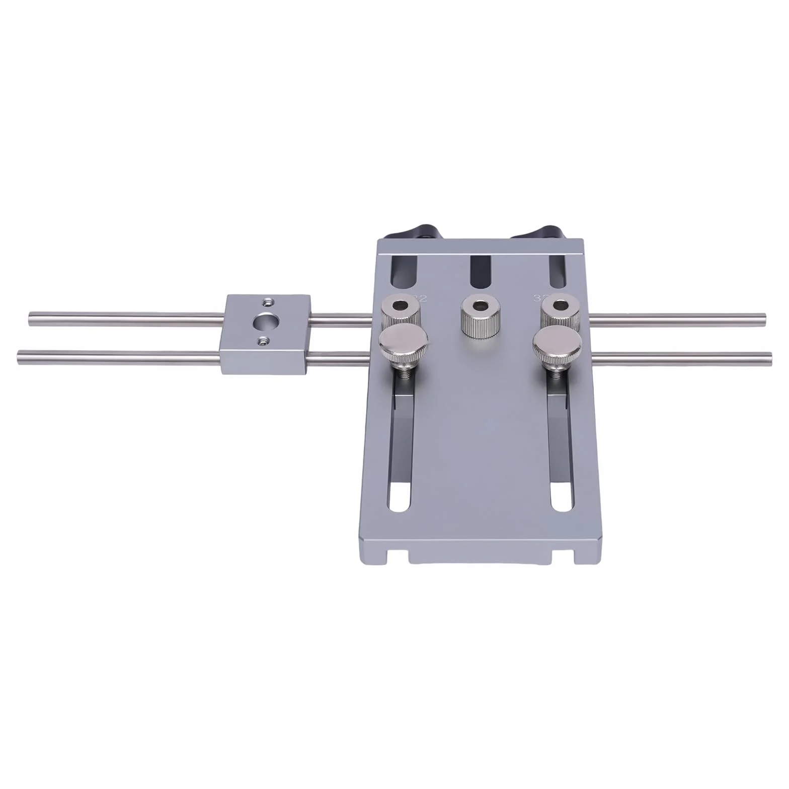 Wysoce precyzyjny szablon do wiercenia otworów z 9 gniazdami (6/8/10 mm) i skalą metryczną, ze stopu aluminium do szafek systemowych 32 mm, budowy mebli, mimośrodów i otworów na kołki