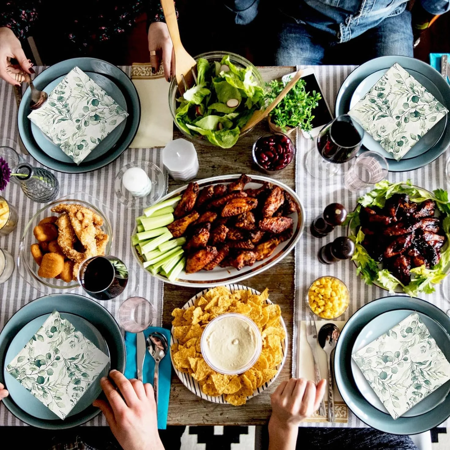 80 sztuk serwetek eukaliptusowych, zielonych, na imprezę, jako dekoracja stołu, serwetki weselne, jednorazowe serwetki na chrzest, wesele, baby shower, bierzmowanie, wesele, imprezę