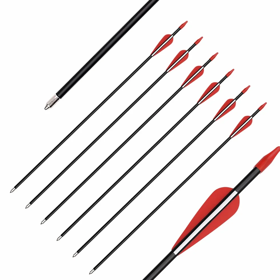 Elong 6 sztuk strzał z włókna szklanego, 81 cm, strzały do łuku, dla dzieci i młodzieży, do łuków refleksyjnych i sportowych, do gry na świeżym powietrzu, strzały do celowania
