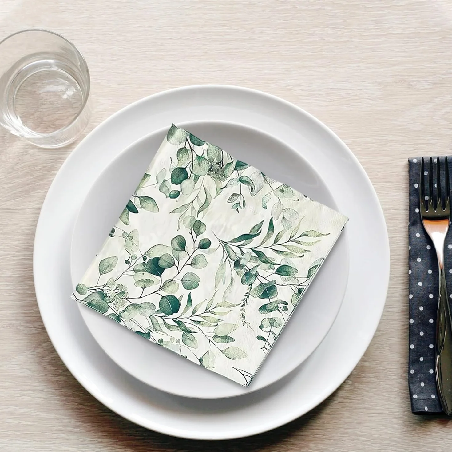 80 sztuk serwetek eukaliptusowych, zielonych, na imprezę, jako dekoracja stołu, serwetki weselne, jednorazowe serwetki na chrzest, wesele, baby shower, bierzmowanie, wesele, imprezę