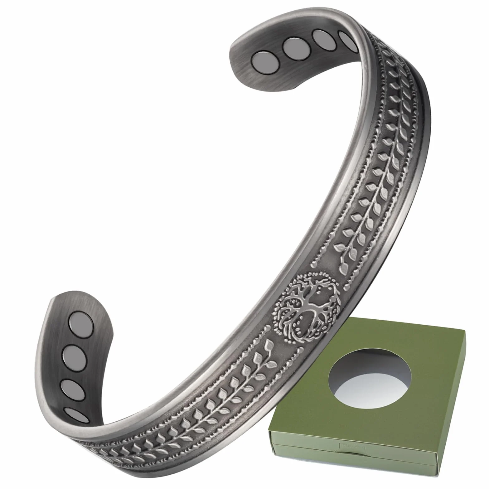 Magnetyczne miedziane bransoletki dla mężczyzn i kobiet, magnetyczne bransoletki mankietowe, 17 cm, regulowane magnesy, bransoletka z pudełkiem prezentowym