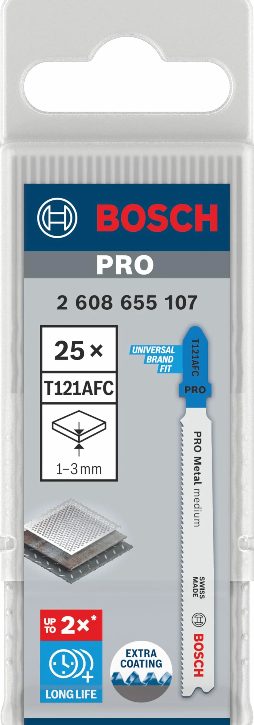 Bosch 25x PRO Metal Medium T121AFC brzeszczot do wyrzynarki (do blach stalowych, blach stalowych, długość 92 mm, profesjonalne akcesoria do wyrzynarki)