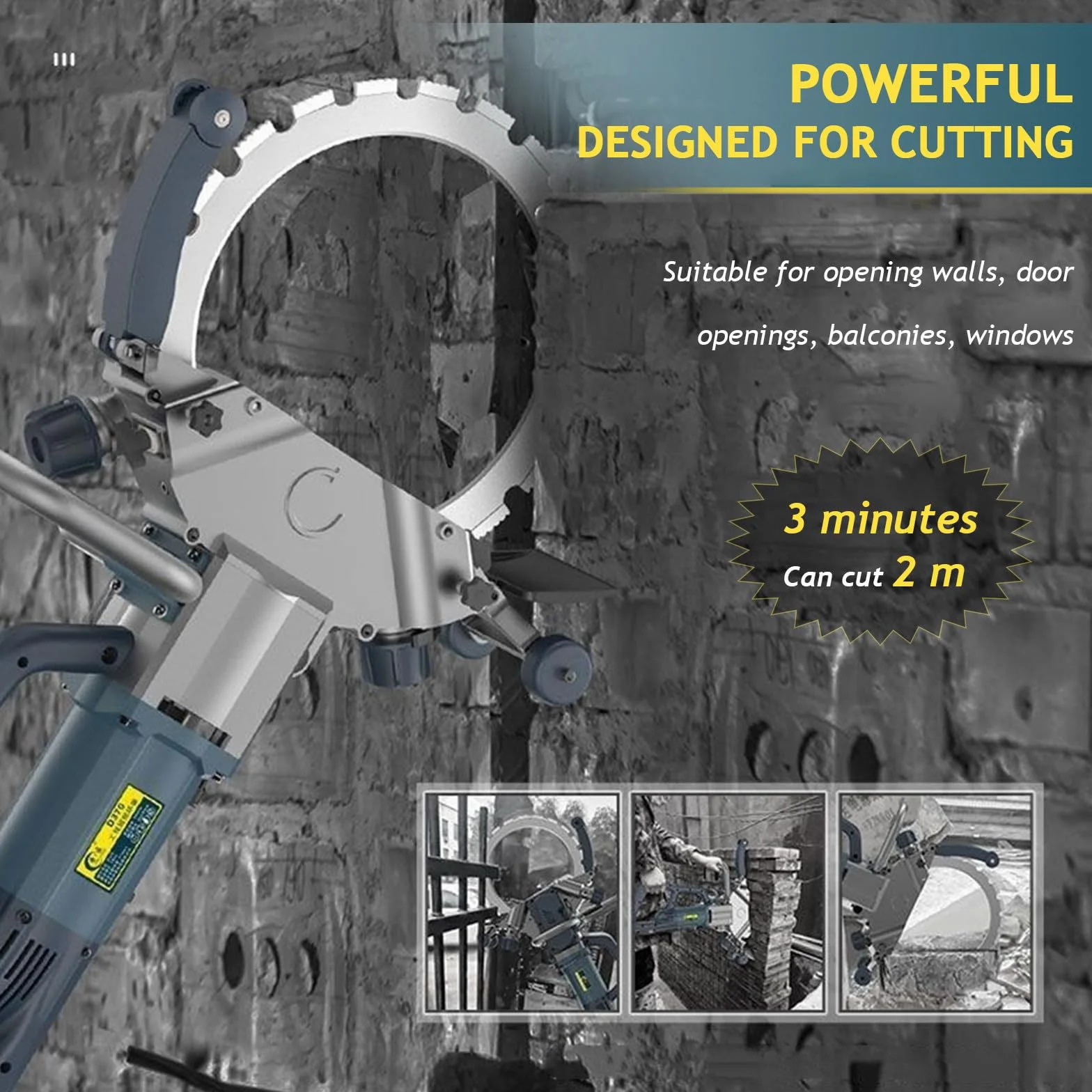Piła do betonu, elektryczna maszyna do cięcia ścian, piła tarczowa z diamentową tarczą murarską, głębokość cięcia 270 mm, sucha, mokra, dwufunkcyjna, bezpyłowa do prac budowlanych i remontowych,9500W