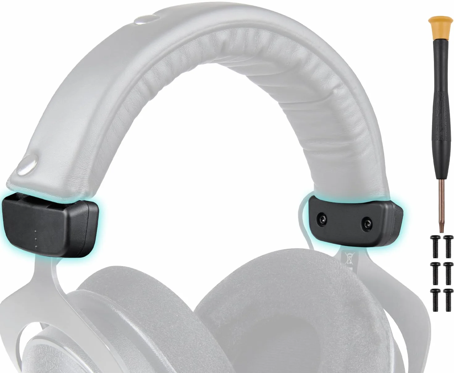 SOULWIT Suwak osłony bocznej pałąka na głowę do Beyerdynamic DT 770/DT880/DT990 Pro, DT770/DT880 Pro HT, DT790/DT797, HS200 Dyn/Rotor/Trend słuchawek, zestaw naprawczy z zaślepkami