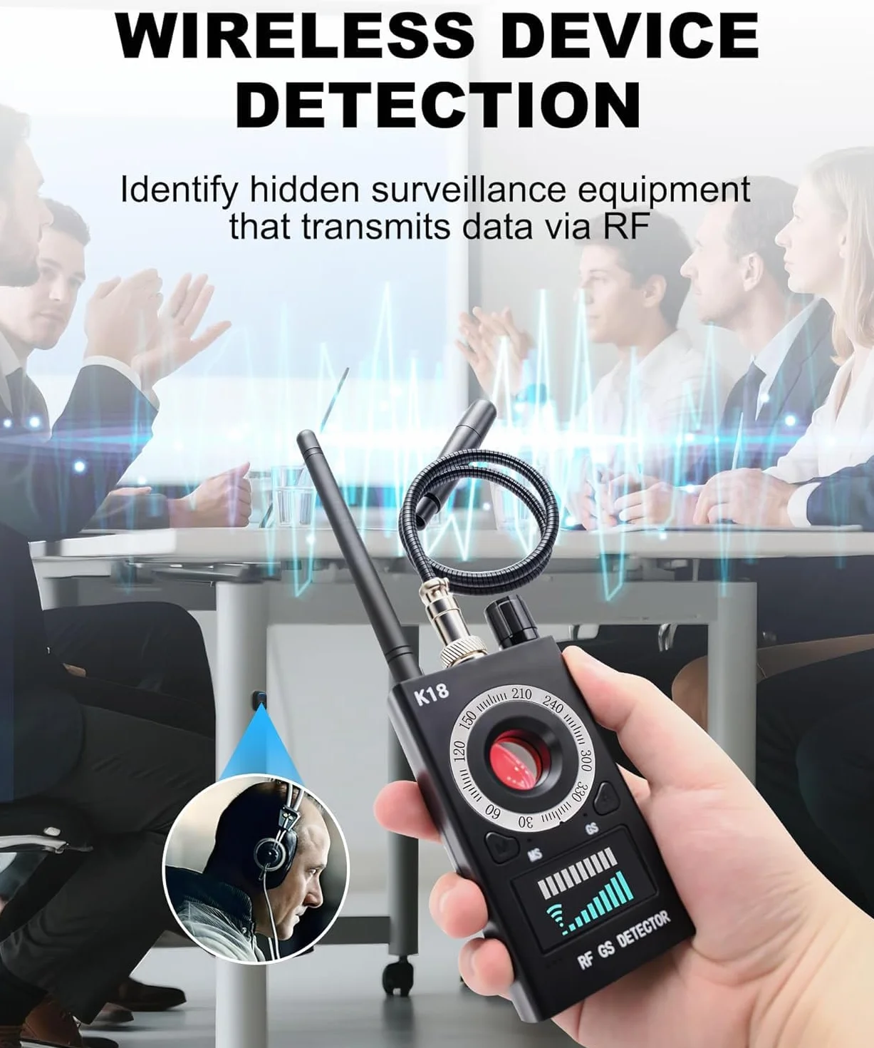 Bezprzewodowy wykrywacz ukrytej kamery, antyszpiegowski, wykrywacz błędów, skaner RF, detektor GPS, lokalizator GPS, urządzenie podsłuchowe, wyszukiwarka aparatów