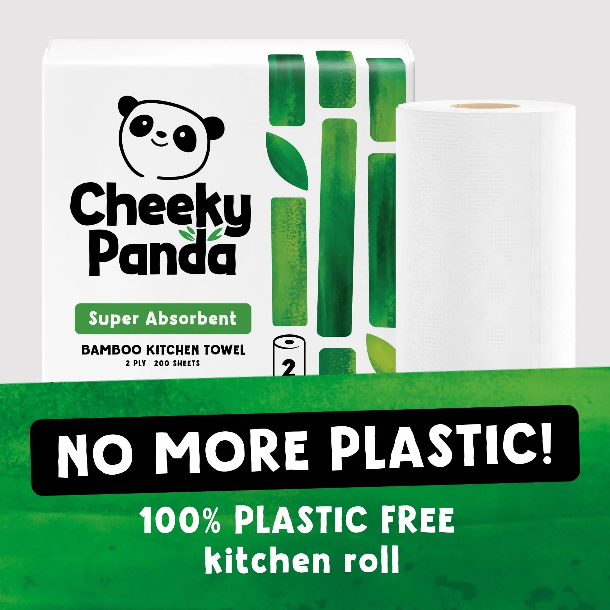 The Cheeky Panda - Bambusowe ręczniki papierowe luzem, 10 x 100 arkuszy ręczników papierowych, 1000 x 2-warstwowe ręczniki papierowe, mocne i trwałe