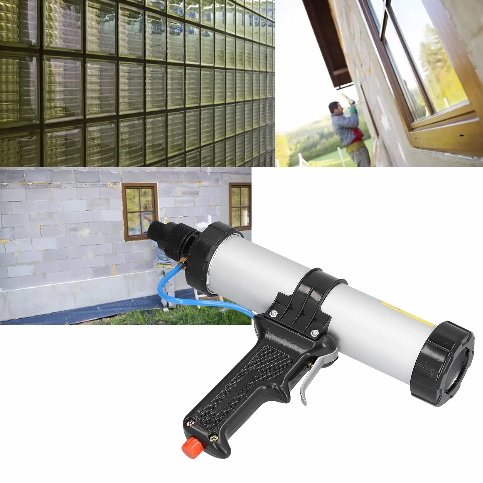 Pneumatyczny pistolet do uszczelniania powietrza, profesjonalny bezprzewodowy pistolet do uszczelniania o pojemności 310 ml z regulatorem przepływu powietrza, do wkładów 10 oz / 10,3 oz / 10,5 oz
