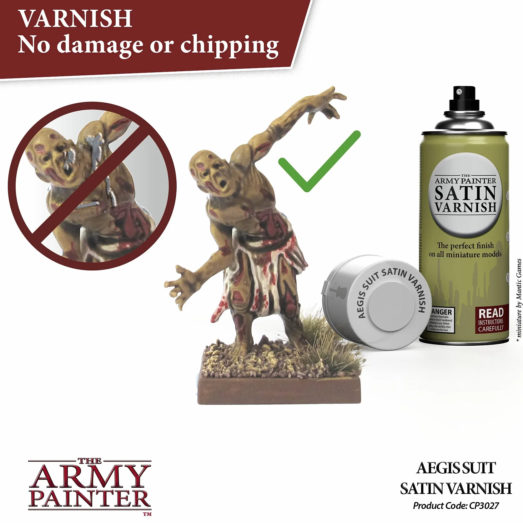 The Army Painter Satin Varnish, lakier w sprayu do ochrony figurek, modelowania figurek do gier fabularnych, planszowych i bitewnych, 400 mL
