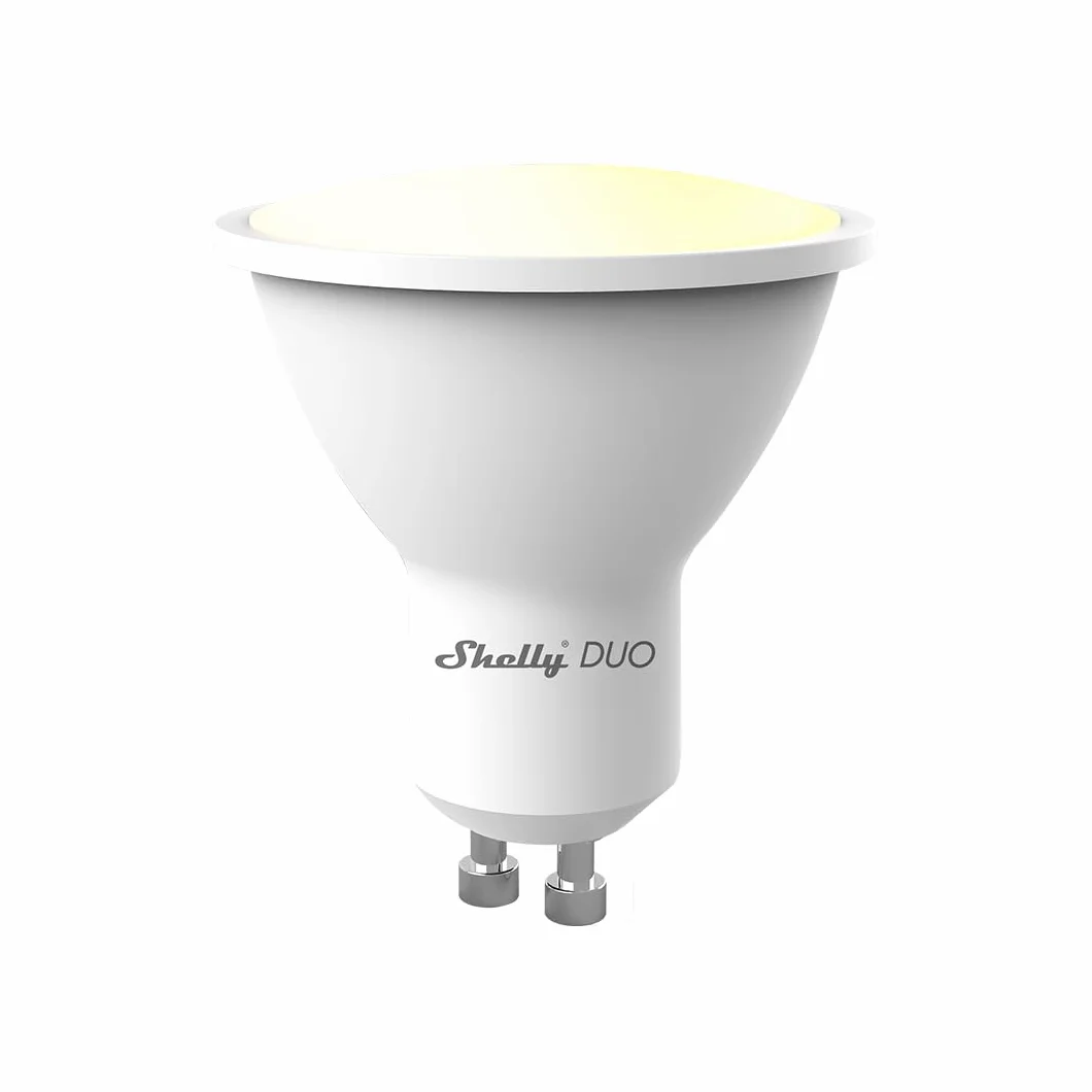 Shelly Duo GU10 -Bezprzewodowa Żarówka Z Monitorowaniem Zużycia Z Funkcjami Ściemniania,Koloru,Automatyka Domowa,Aplikacja iOS, Android,Kompatybilna Z Alexa,Google Home