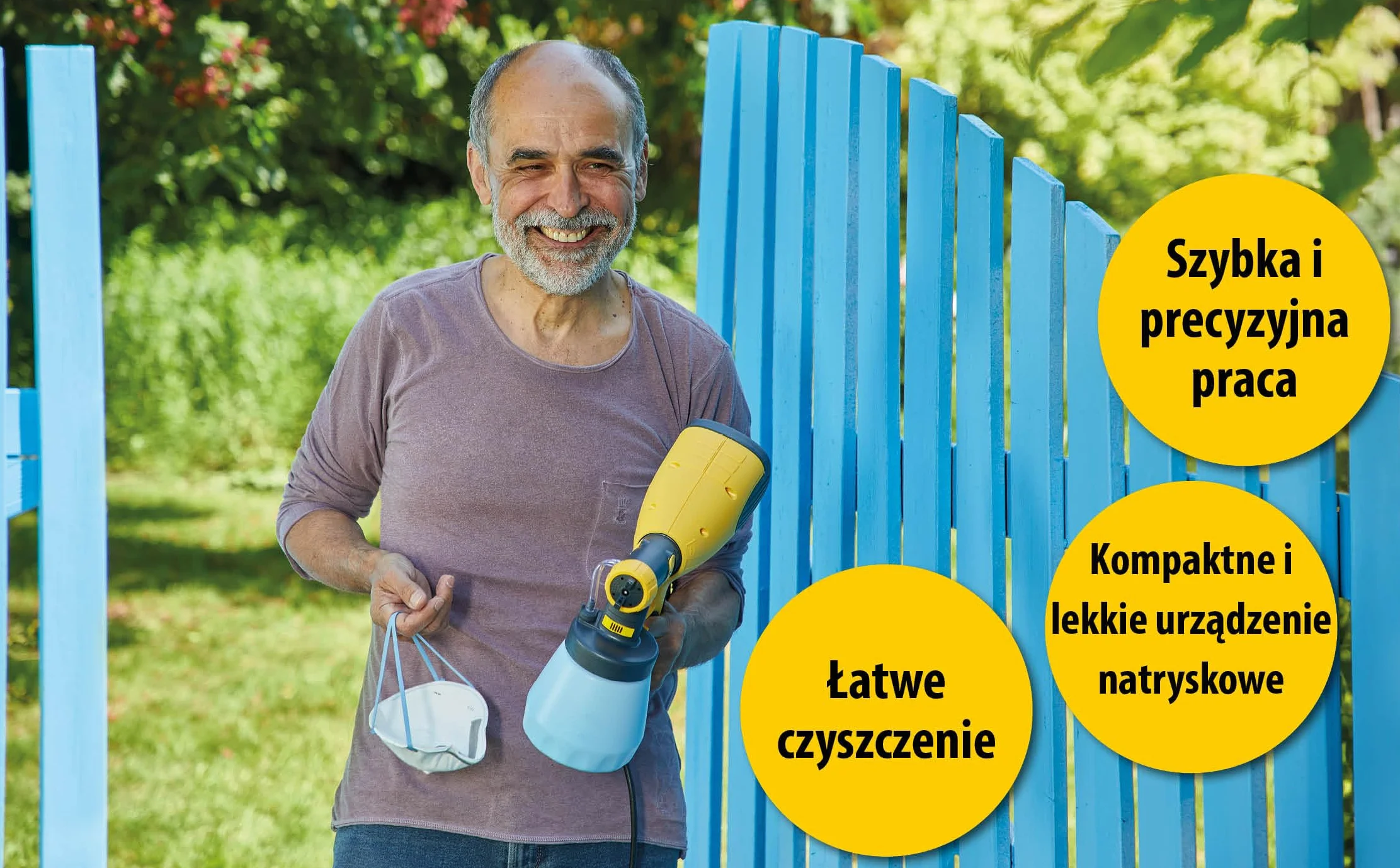 WAGNER spryskiwacz do farby W 100 do lakierów, lazurów w pomieszczeniach i na zewnątrz, 5 m²-12 min, pojemnik 800 ml, 280 W czarno-żółty