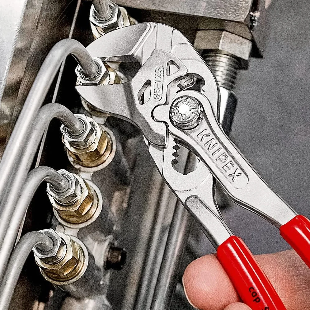 KNIPEX Szczypce-klucz mini szczypce i klucz w jednym narzędziu w opakowaniu z zawieszką chromowany z tworzywa sztucznego, powlekane 125, 86 03 125 SB