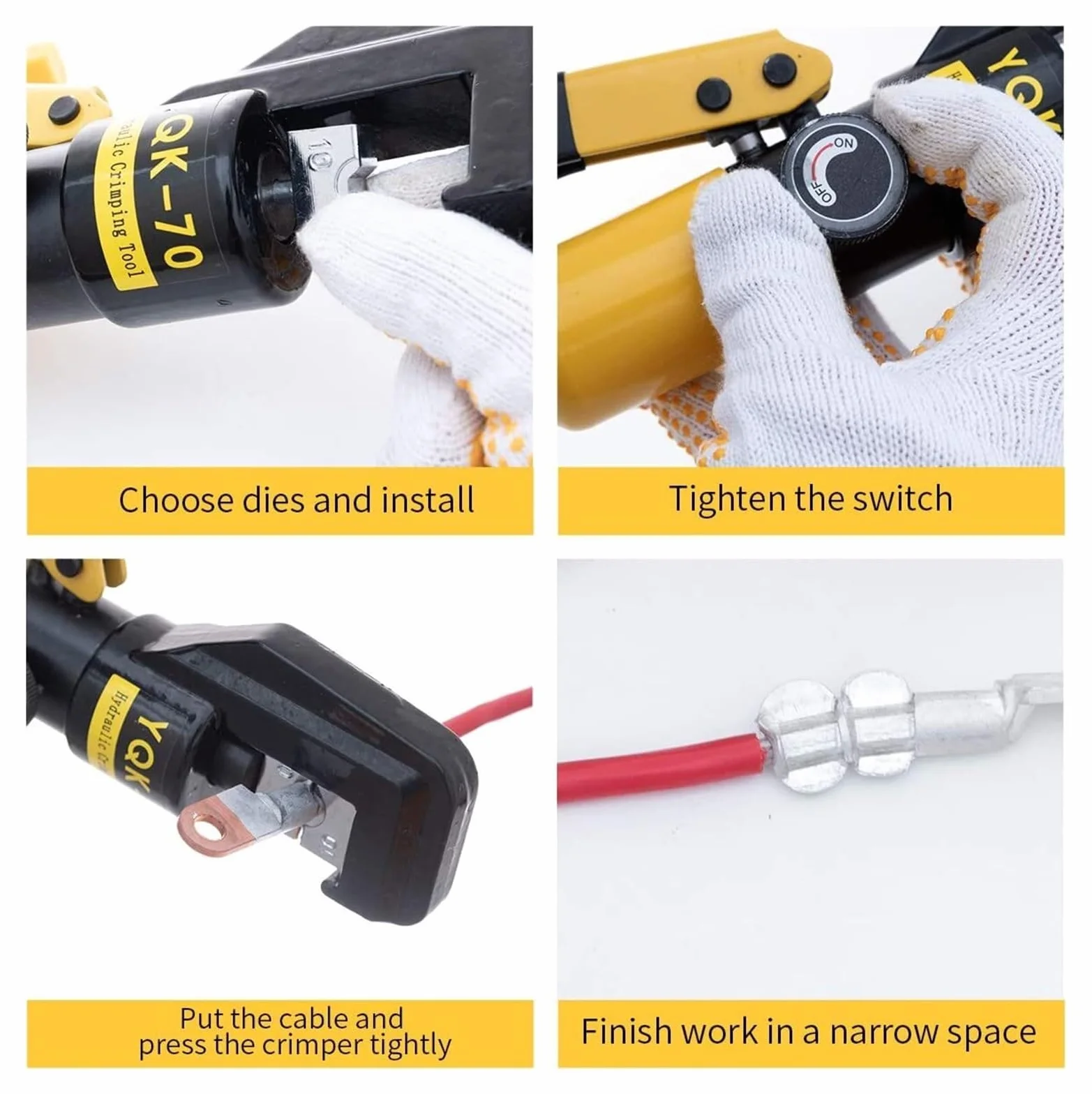 Szczypce hydrauliczne do użytku domowego Ciśnienie 5-8T Hydrauliczne narzędzie zaciskania DIY końcówek kablowych 4-70m㎡ Urządzenie do mnożenia siły(YQK-120-A)