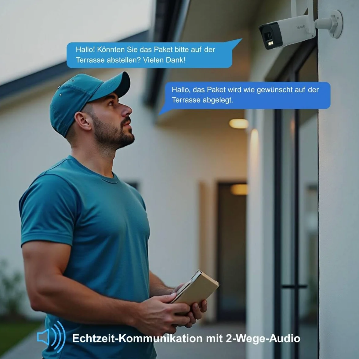 HiLook Zestaw do monitoringu WLAN do użytku na zewnątrz, 2 x 4 MP kamery Bullet, WiFi NVS z gniazdem micro-SD, kompletny zestaw do użytku na zewnątrz, rozpoznawanie ludzi i pojazdu, widoczność w nocy