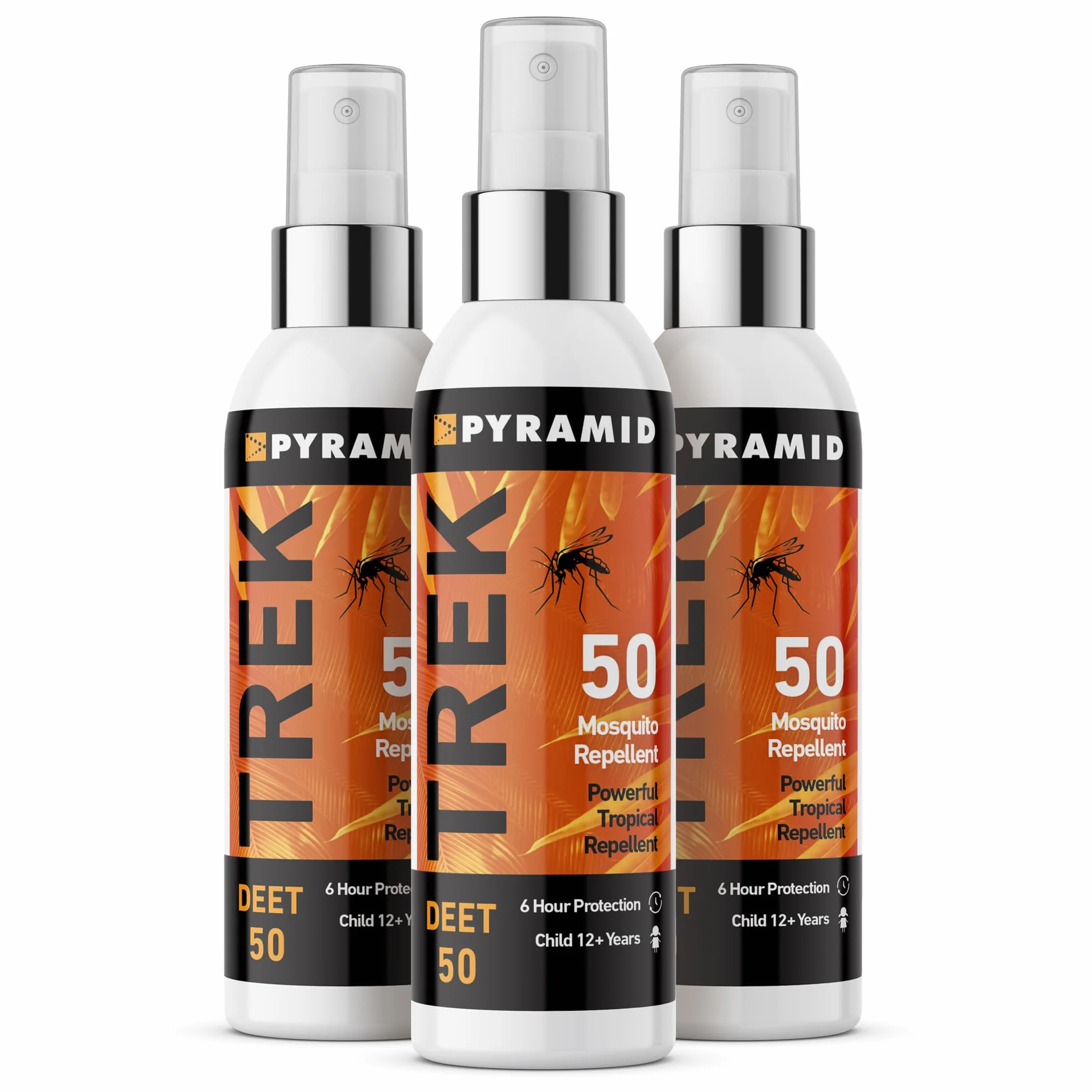 Pyramid Trek Spray odstraszający owady 50% DEET bezzapachowy ochrona 6h dla dzieci od 12 lat 3 szt.