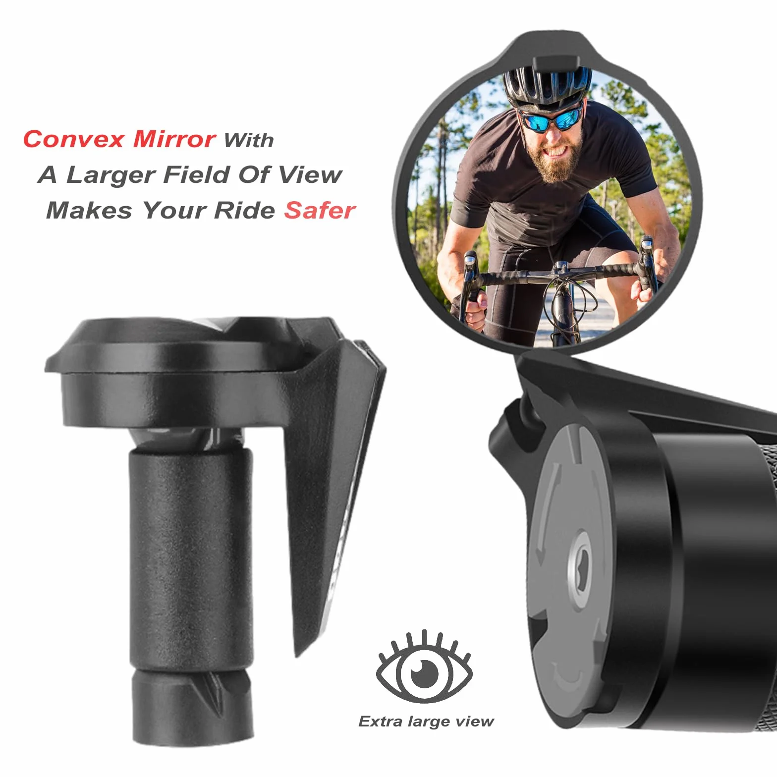 Lusterko rowerowe, HD obracane o 360° i składane lusterko wsteczne na kierownicę, 2 sztuki, 16-22 mm