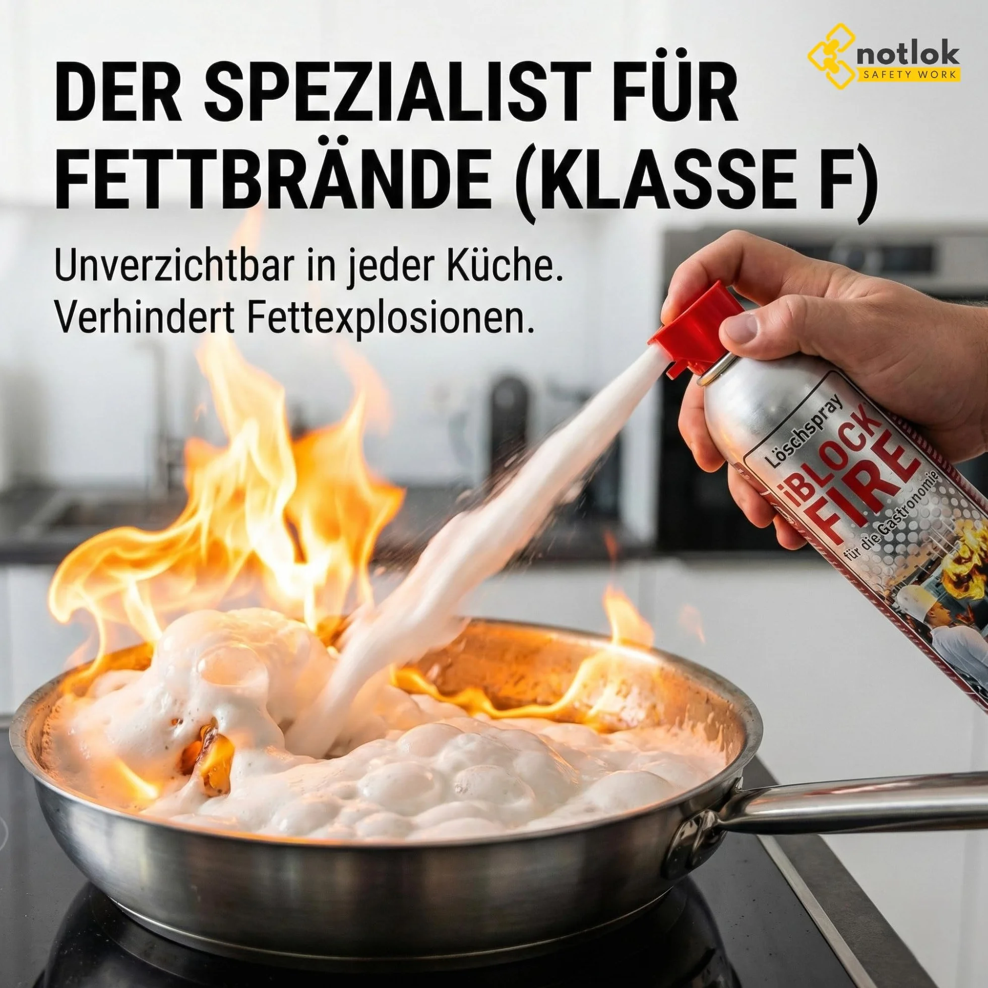 Spray gaśniczy 600 ml, gaśnica do pożarów klas A B C E F | iBlockFIRE Mała gaśnica piankowo-żelowa do domu, kuchni i samochodu, Tłuszcz, sprzęt elektryczny, ochrona przeciwpożarowa