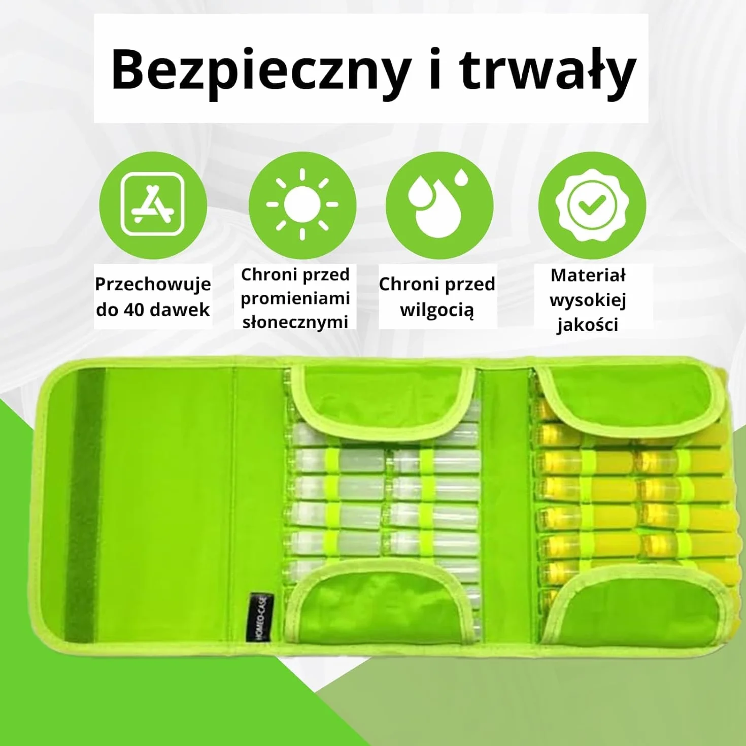 HOMEO-Case | Etui Homeopatyczne z 90 Przestrzeniami na Fiolki Boiron o Pojemności 4 Grama | Nie Zawiera Fiolków | Zielony Limonkowy