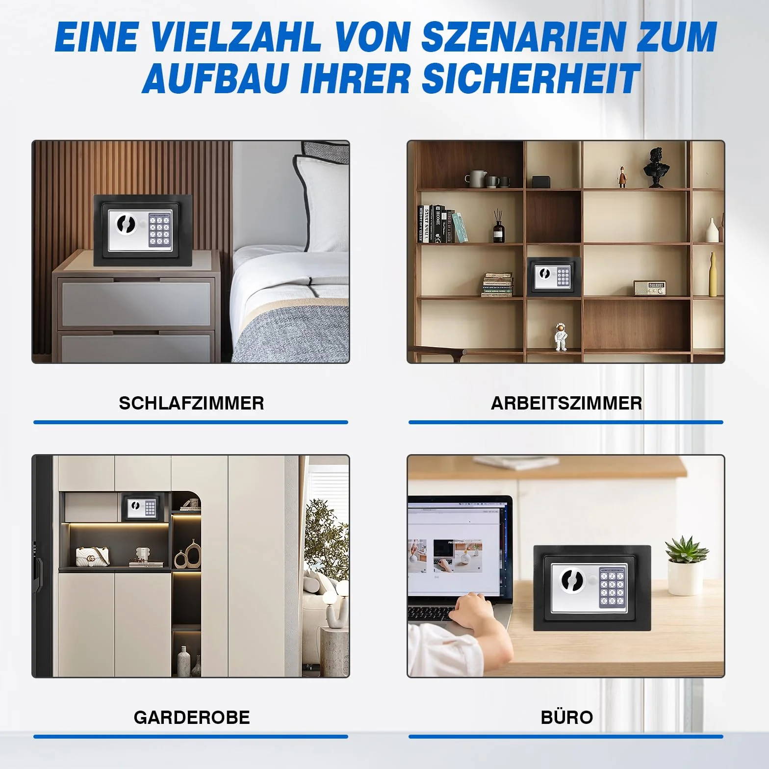 Elektroniczny sejf 4,6 l, ognioodporny sejf meblowy, na biżuterię, bezpieczeństwo na gotówkę, wodoszczelny sejf ścienny z 2 podwójnymi bolcami stalowymi i 2 kluczami awaryjnymi, zamek szyfrowy