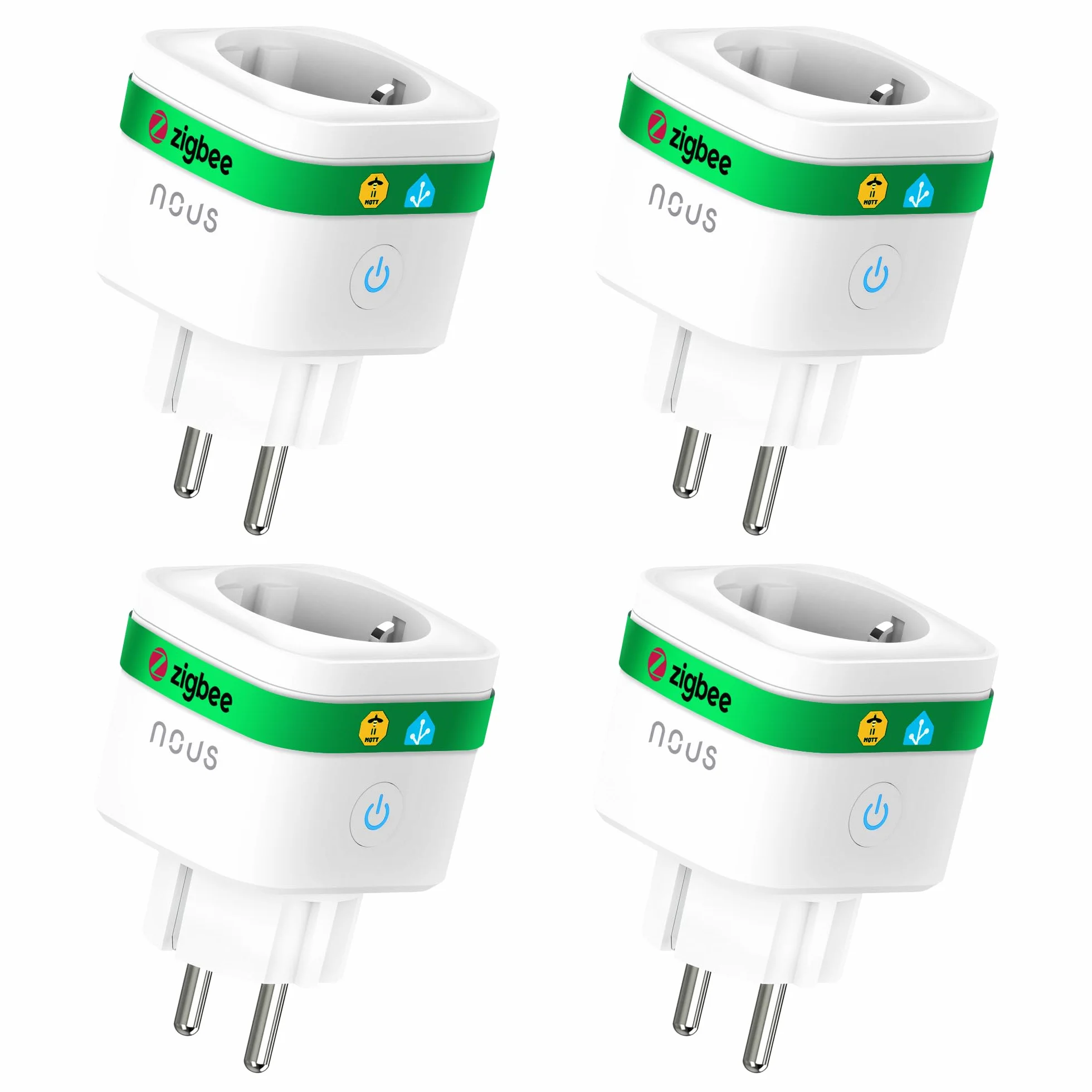 A7Z ZigBee Inteligentne Gniazdko z Monitorowaniem Energii, 16A, Sterowanie za Pomocą Aplikacji i Głosu, Timer, Kompatybilne z Alexa,Google Home,Home Assistant,Tuya, Wymagany Hub ZigBee, 4Pack