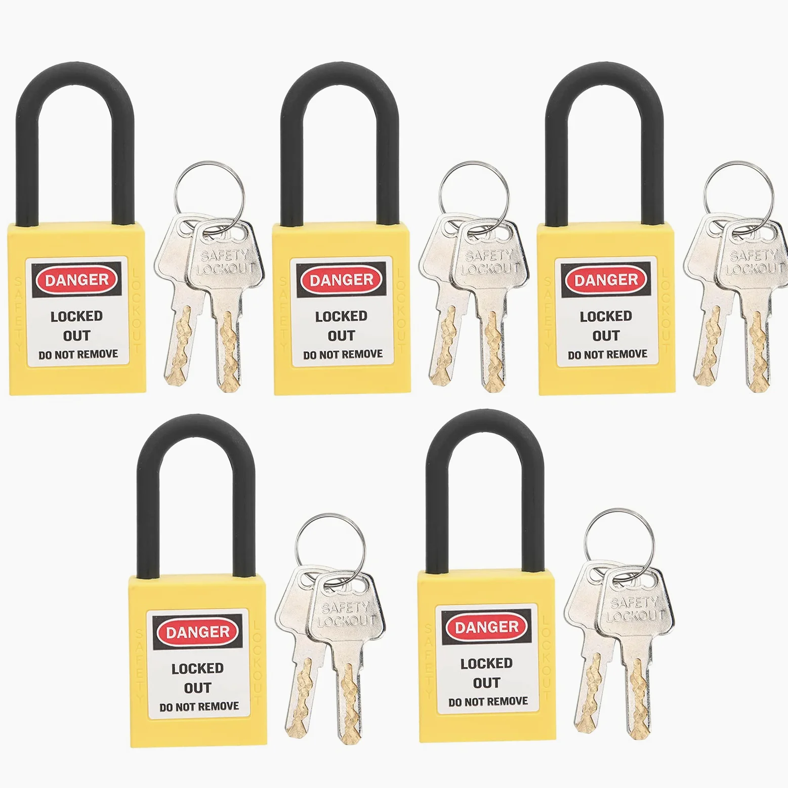5 zestawów zamków błyskawicznych, blokada zamka zamka zamka 38 mm bezpieczeństwo nylon (YELLOW)