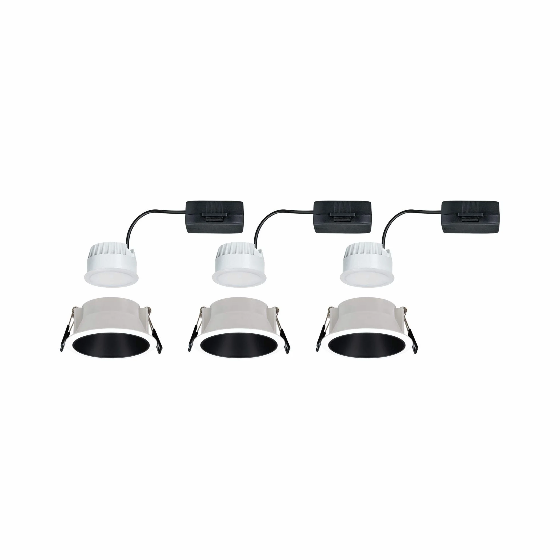 Paulmann 93402 Oprawa Wpuszczana Led Cole Okrągła Wraz Z Przyciemnianym Reflektorem Wpuszczanym 3X6,5W Biały, Czarny Matowy Reflektor Wpuszczany Plastik, Cynk Aluminiowy Punkt Sufitowy 2700K ,Biały, Czarny Mat ,3Er-Set , 19.5 Watts