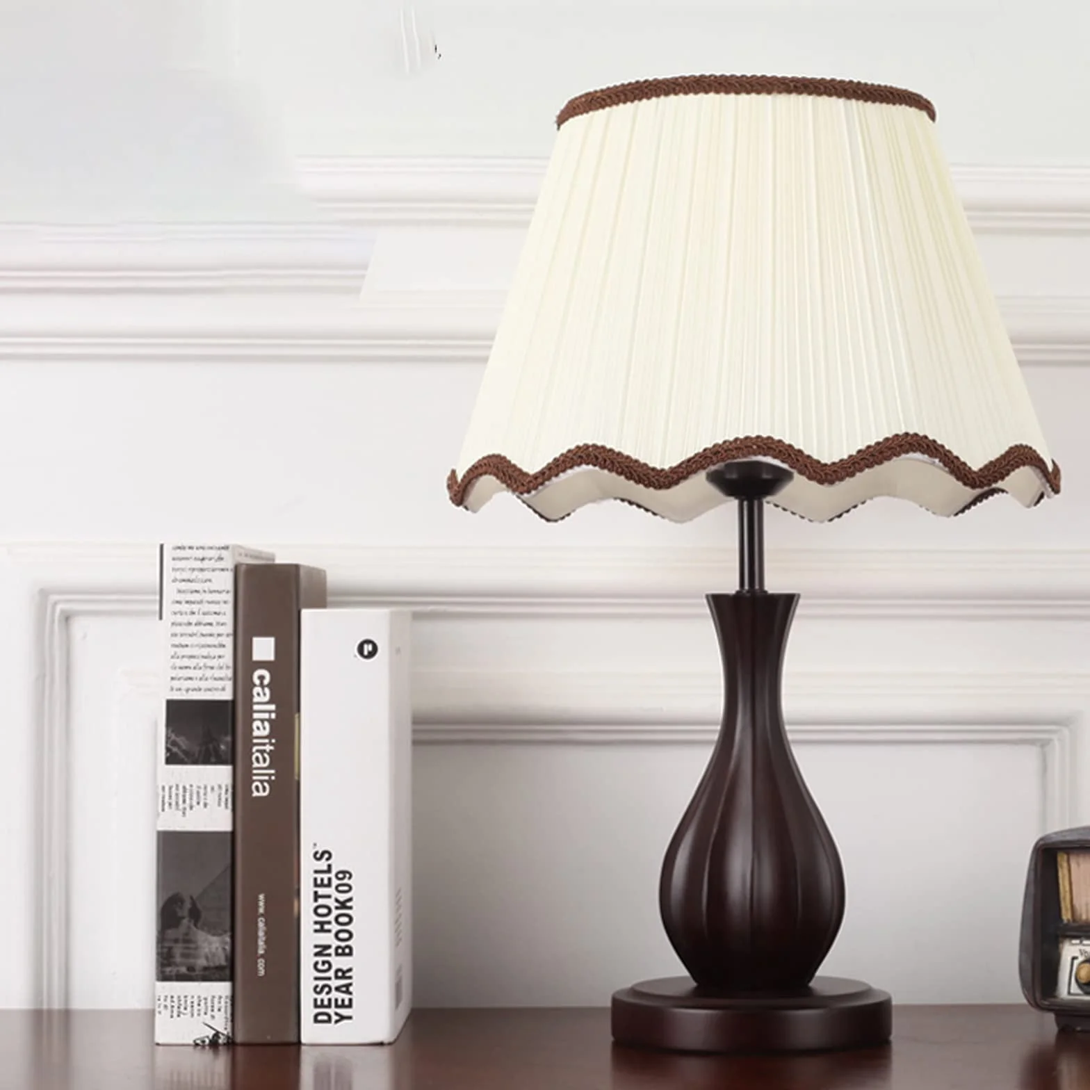 CCXXYGWJ na biurko Zwięzłe lampy stołowe Drewniane stoliki nocne Lampy z abażurem z tkaniny Retro Lampy nocne Lampy do domowego biura Kawiarnia Restauracja, 19-calowa lampka na biurko H na biurko