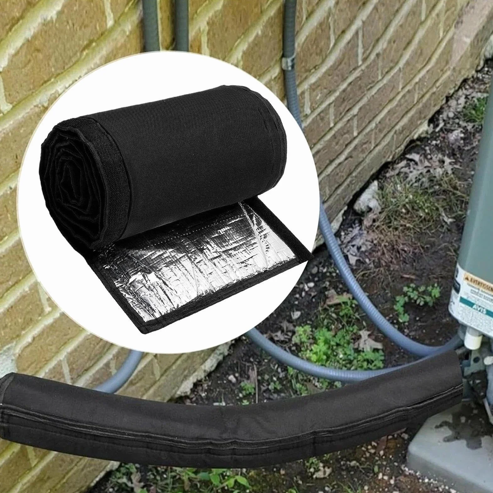 AC Pipe Insulation Cover - HVAC Pipe Sleeve for Protection, Heavy Duty Oxford Cloth with Zipper Closure, Thermal Barrier Wrap for Radiator Shower Plumbing Basement Bathroom Home Easy Installation
