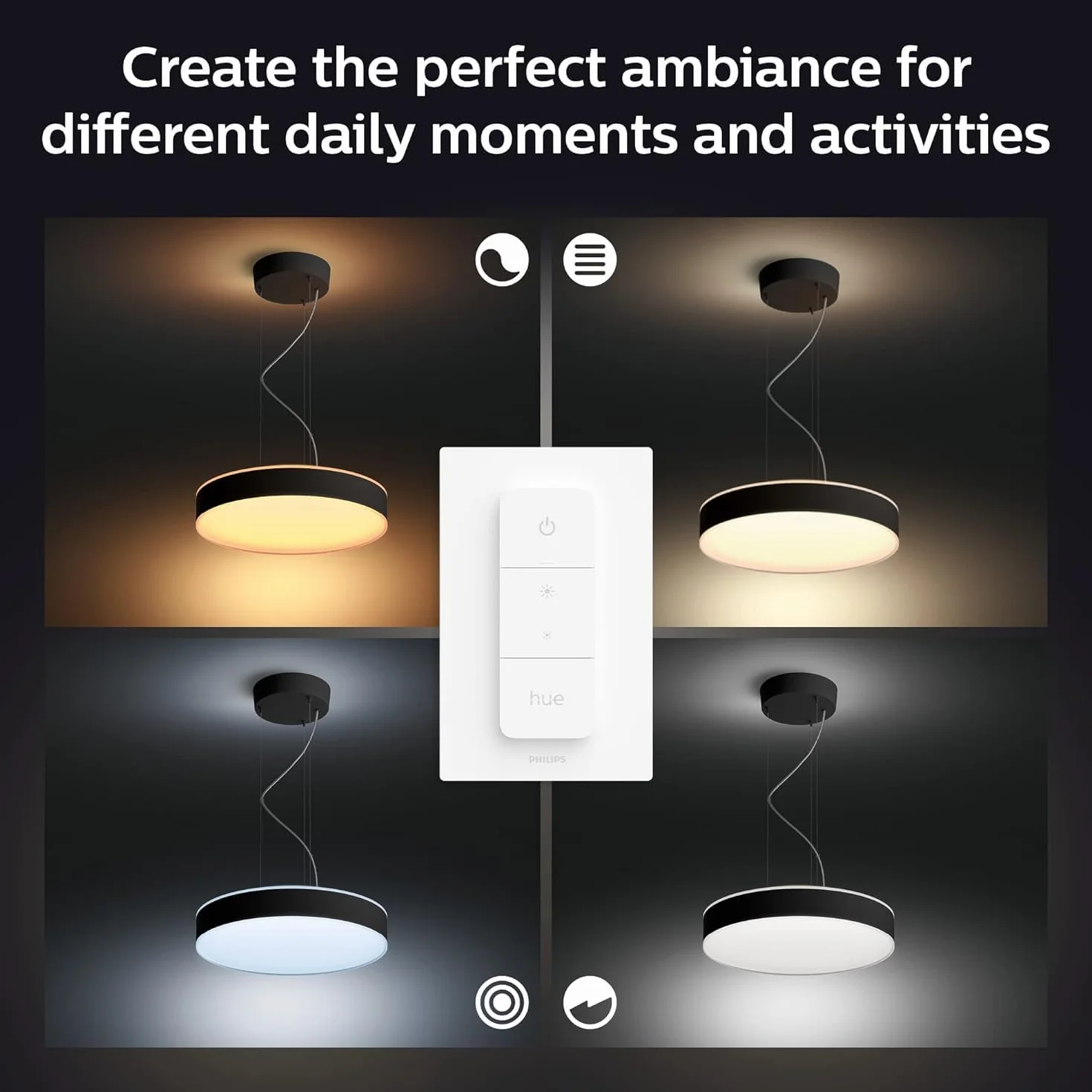 Philips Hue White ambiance Lampa wisząca Enrave 1x35W (czarna), wiele odcieni bieli, możliwość przyciemniania, inteligentne oświetlenie [Klasa energetyczna F]