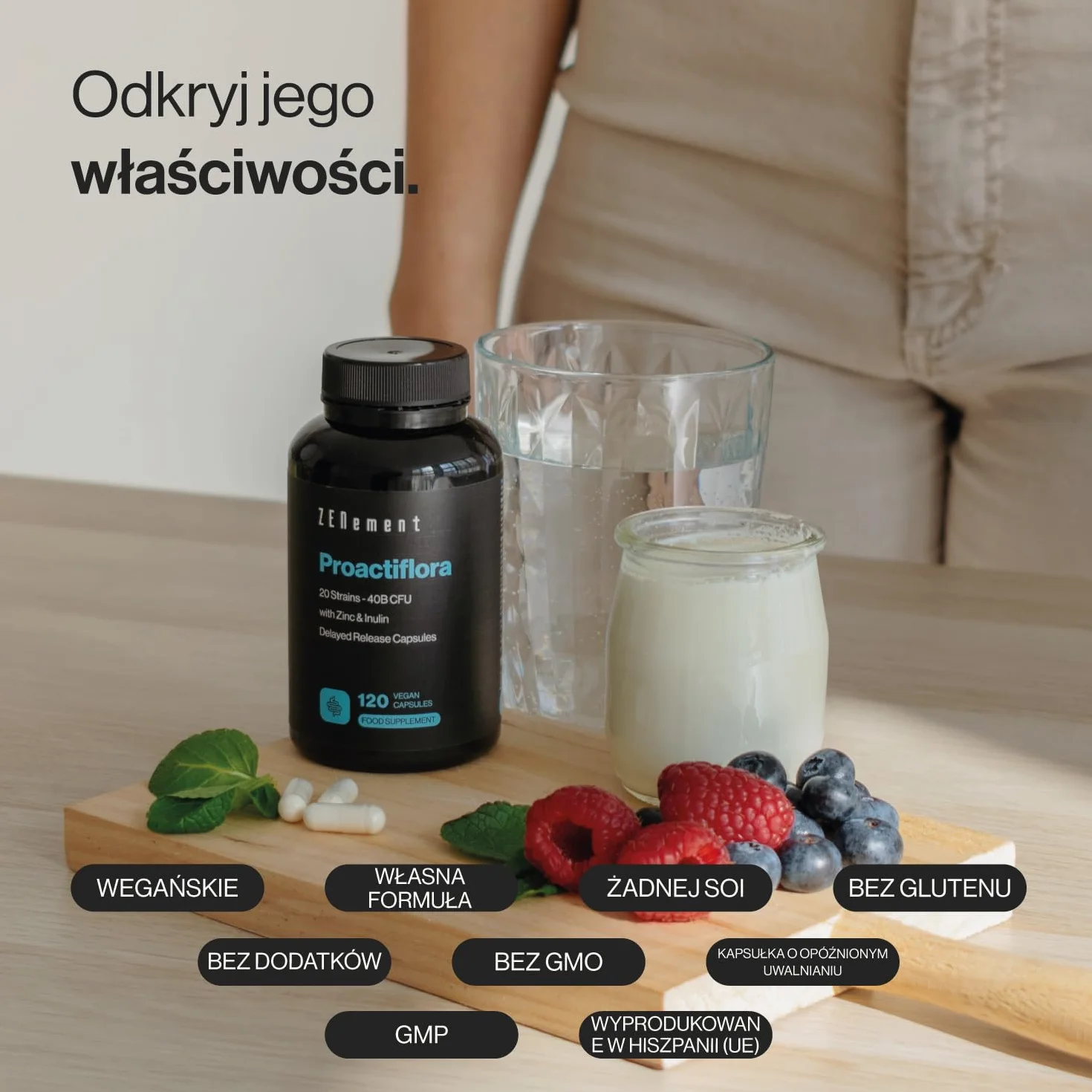 Probiotyki i Prebiotyki 120 Kapsułek 20 Szczepów 40 Miliardów CFU Wegańskie Zenement