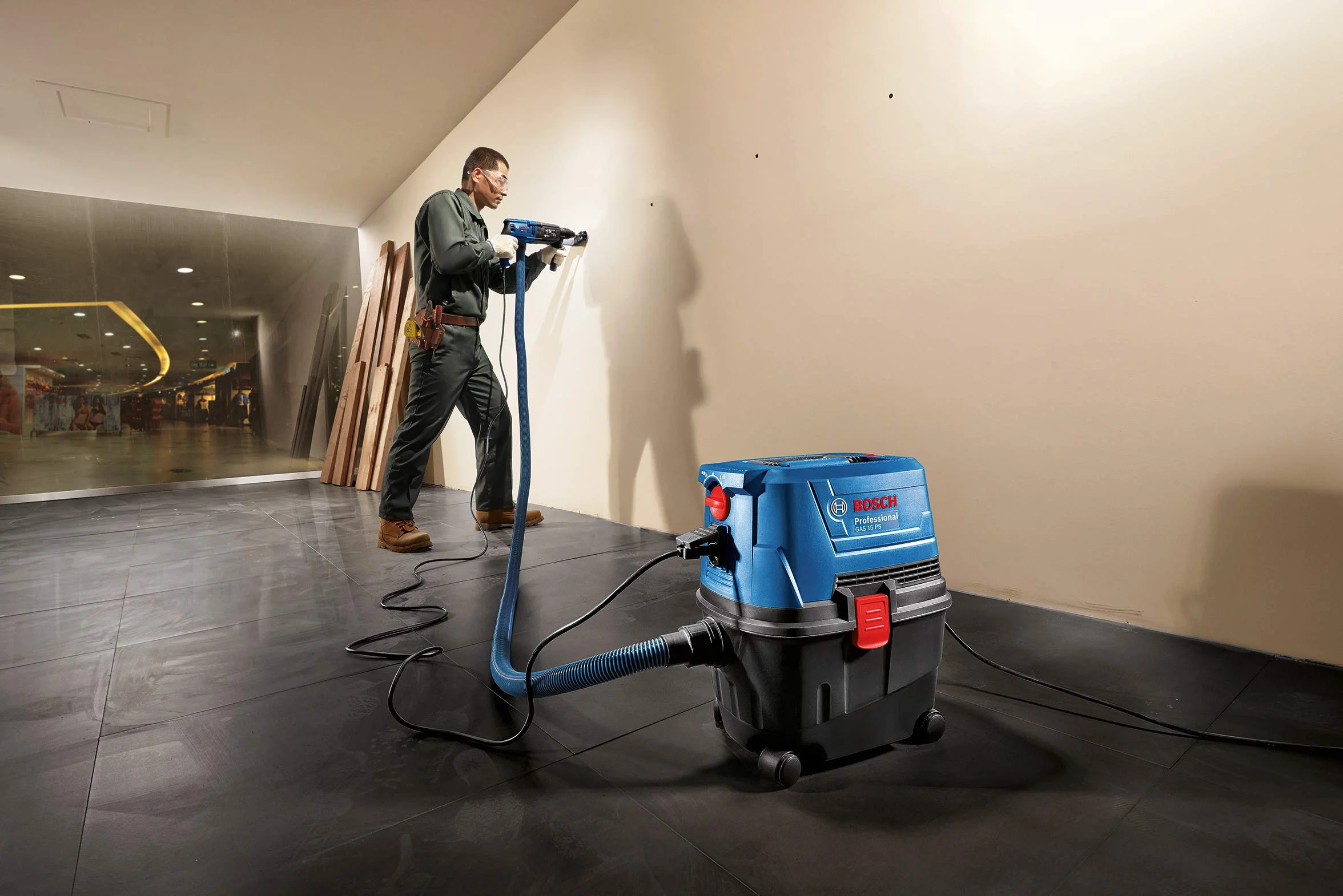 Bosch Professional 5 worków do odkurzacza przemysłowego (do GAS 15 PS, plastikowe, osprzęt do odkurzaczy)