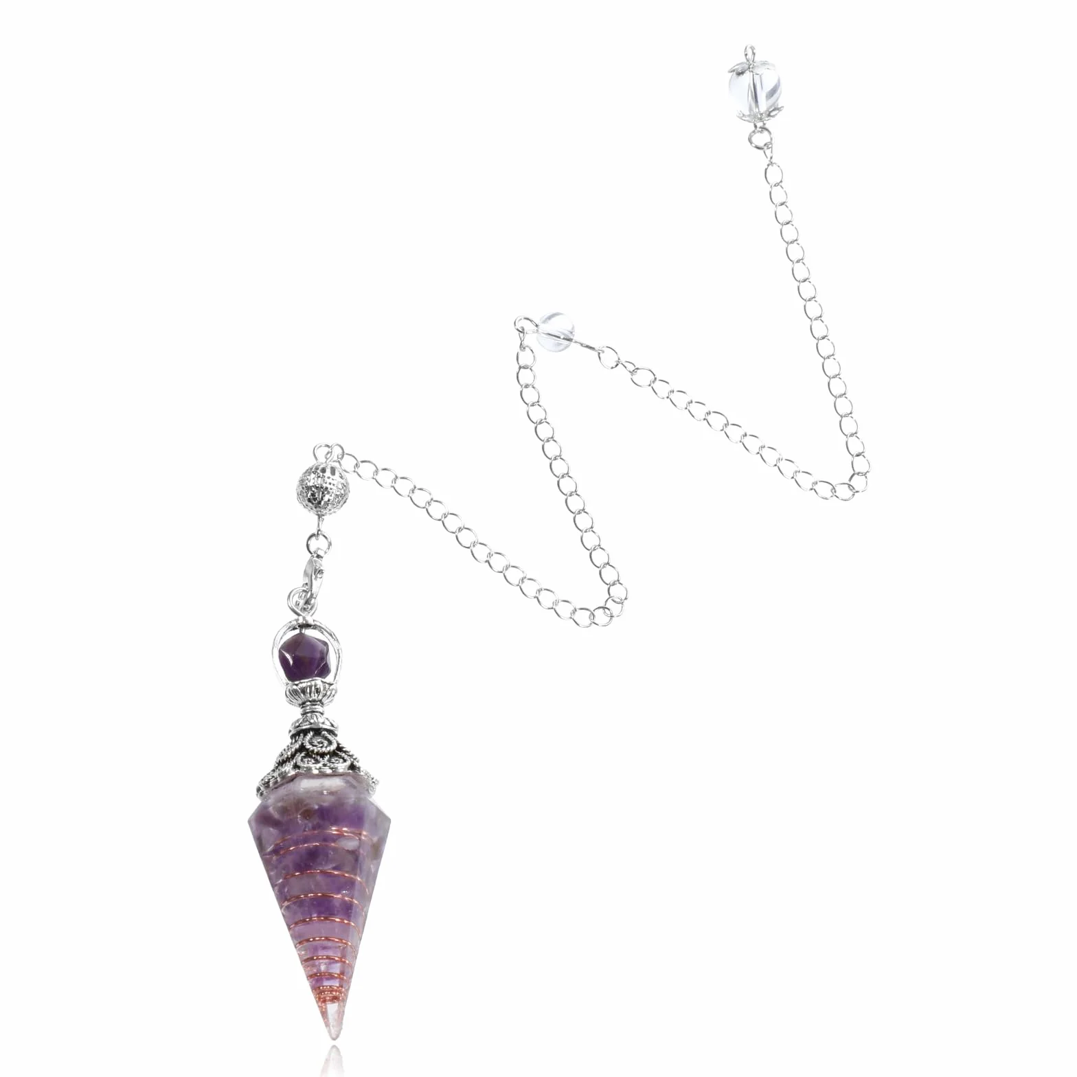 Qianyu Żywica, ametyst Pendulum, sześciokątny kamień szlachetny, wahadło, kryształ, kamienie lecznicze, ornamenty, stożek, wisiorek, łańcuszek do wróżby, ceremonii czarów, Reiki, uzdrawiania
