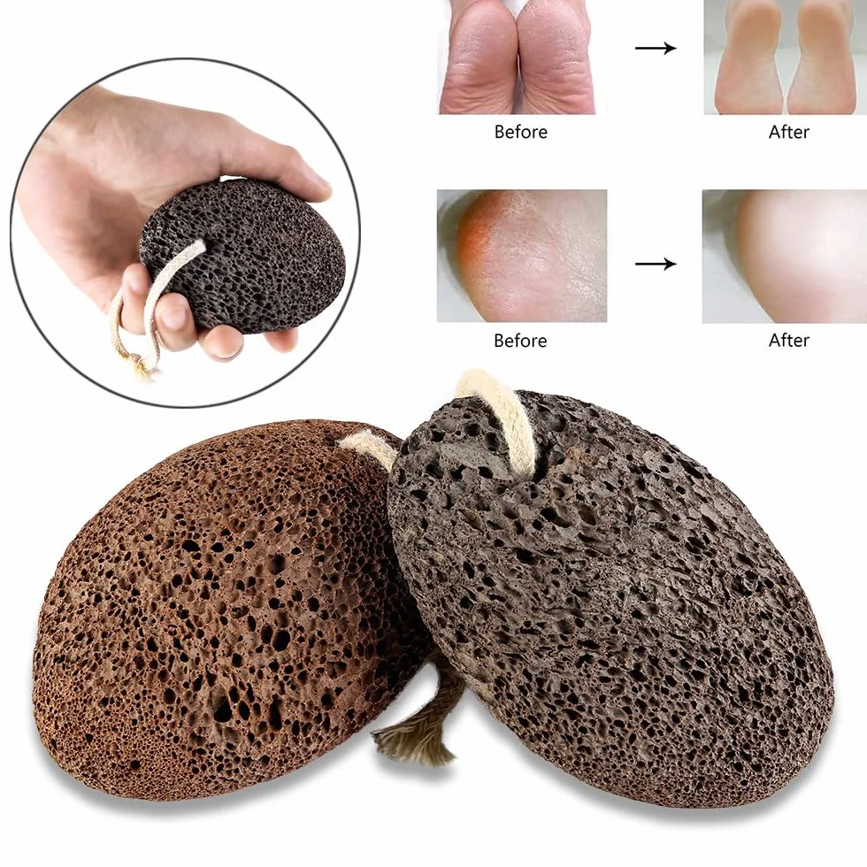 PHOGARY Naturalny kamień pumeksowy do stóp - Wulkaniczny pumeks do pedicure - Czarny