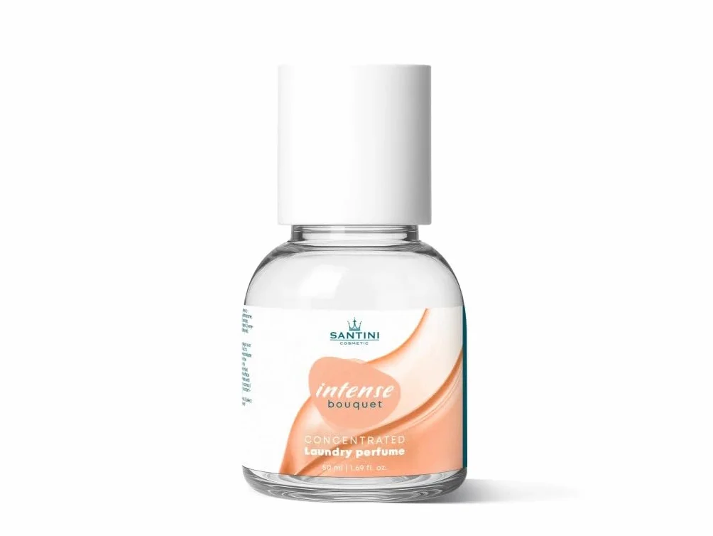 SANTINI Perfumy do prania zapewniają świeży i długotrwały zapach – zapach do prania nadaje się do wszystkich tekstyliów, wyprodukowano w UE z francuskich olejków premium (50 ml, intensywny bukiet)