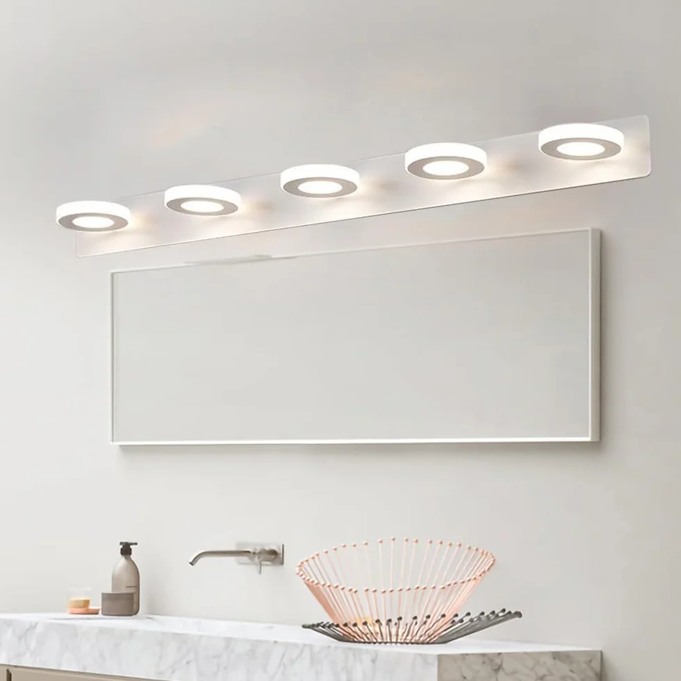 Lampa ścienna LED do lustra łazienkowego 25 W, obrotowa, 3 regulowane temperatury barwowe, oświetlenie ścienne, oświetlenie lustra (5 świateł (25 w))
