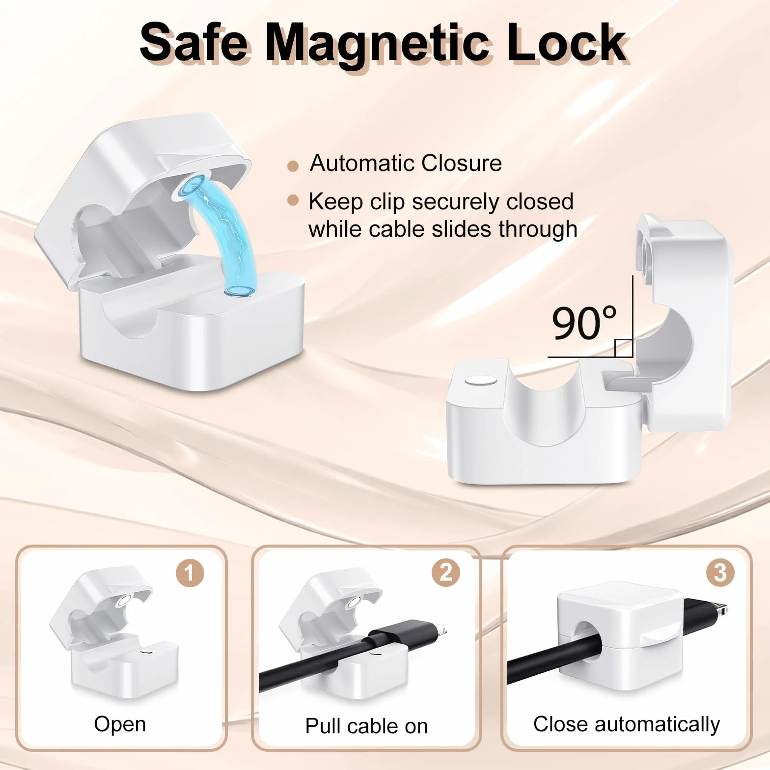 TiMOVO Magnetic Cable Clips, 8 Pack Cable Cord Organizer with Strong Adhesive under Desk Cable Management, Small Mini Wire Holder Keeper Organizer for Home Office Desk Kitchen Car Nightstand, White