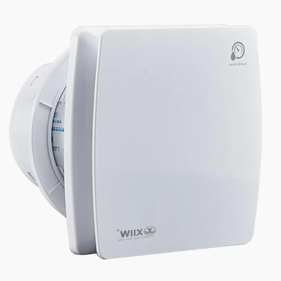 XIIW Cichy wentylator łazienkowy, Ø 100 mm, z czujnikiem wilgotności, regulowany czas wyładowania, wentylator ścienny z timerem i klapą zwrotną [95 m³/h, 12 W, 34 dB] do łazienki, WC, kuchni