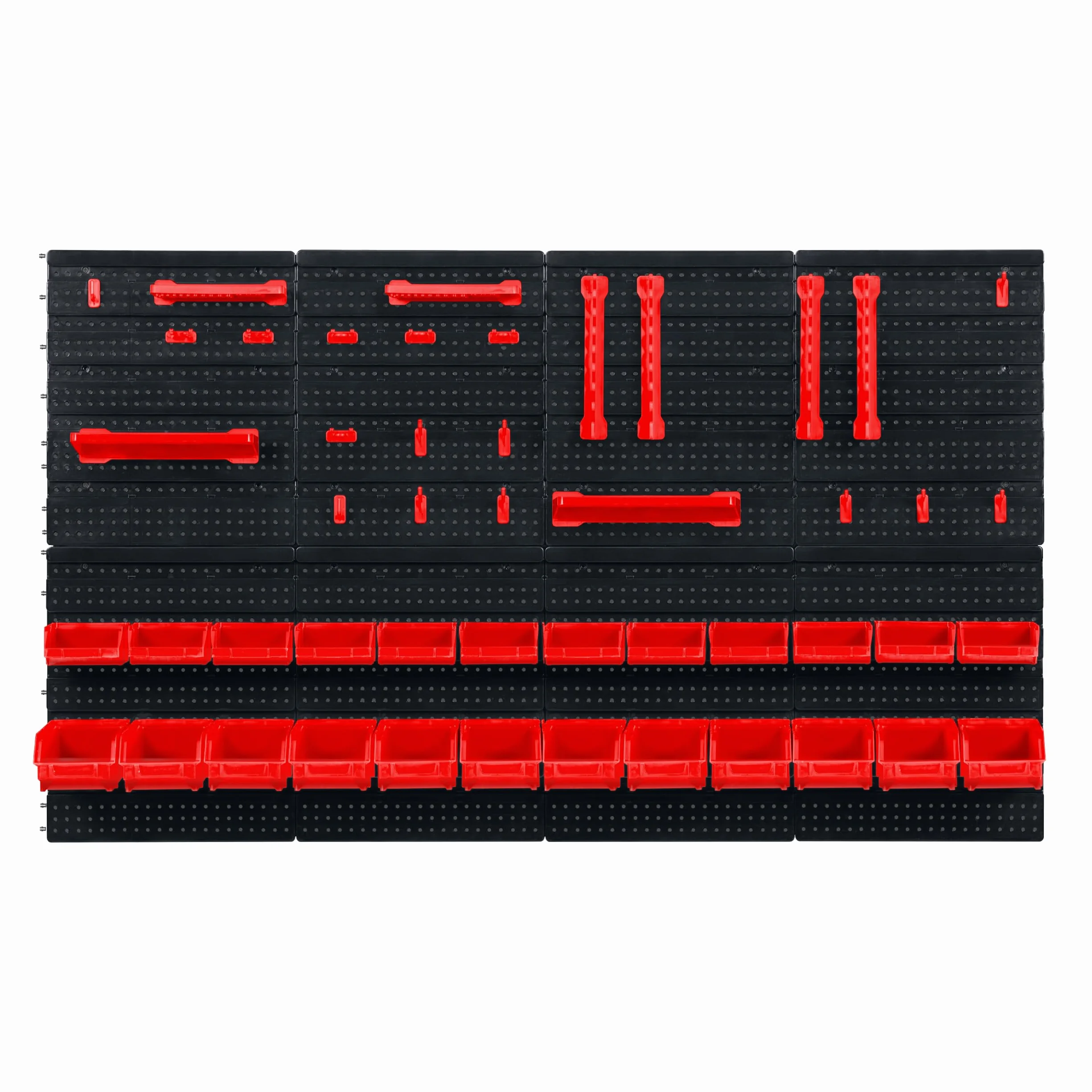 Humberg Ścianka Narzędziowa - Tablica Warsztatowa Perforowana - Regał Ścienny do Warsztatu i Garażu - 6 Modułów - 54 Elementy - Czarno-czerwony - 128 x 76 cm