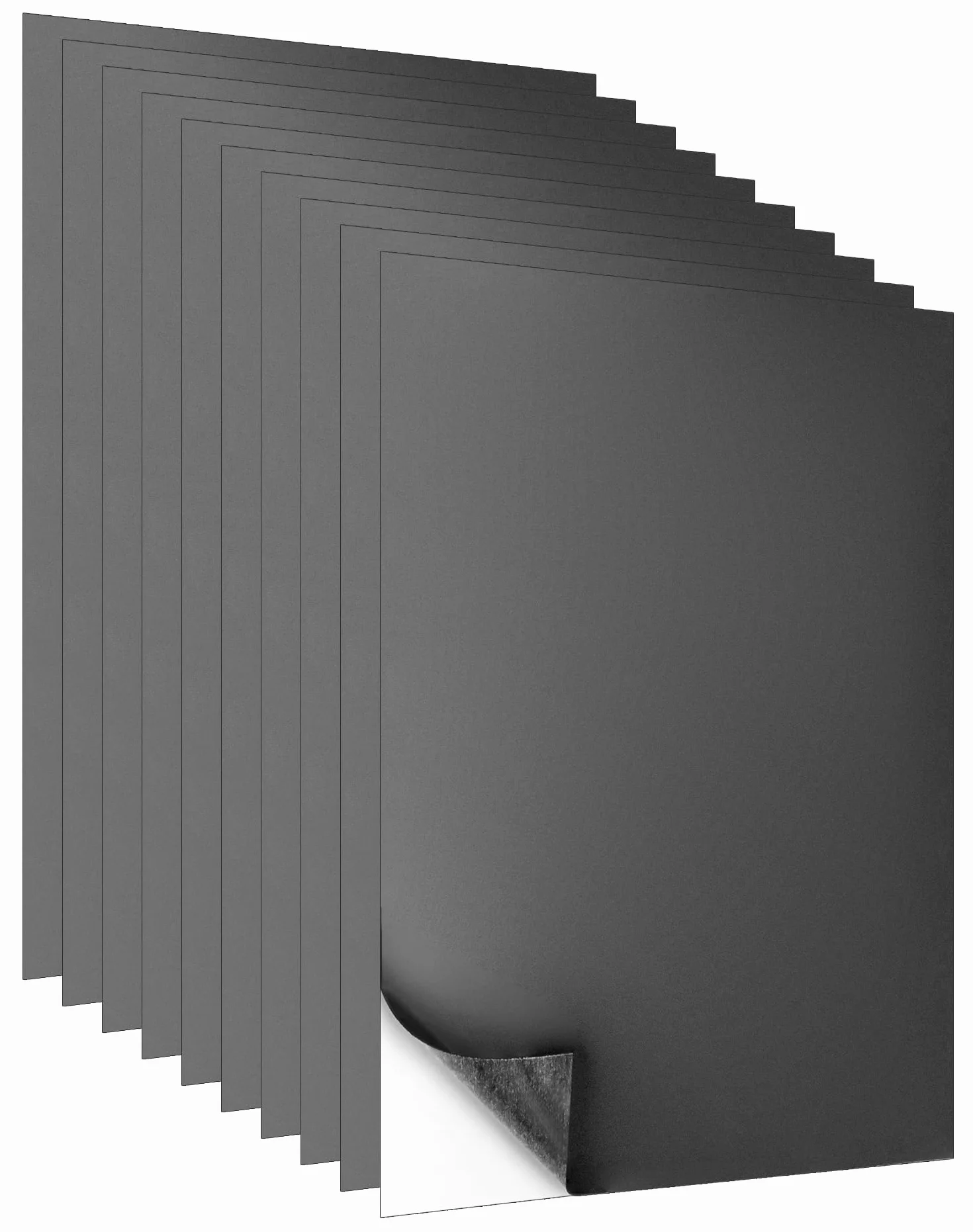 QWORK 10 sztuk folii magnetycznej DIN A4, samoprzylepne, gr. 0,6 mm, czarne, magnesy na lodówkę