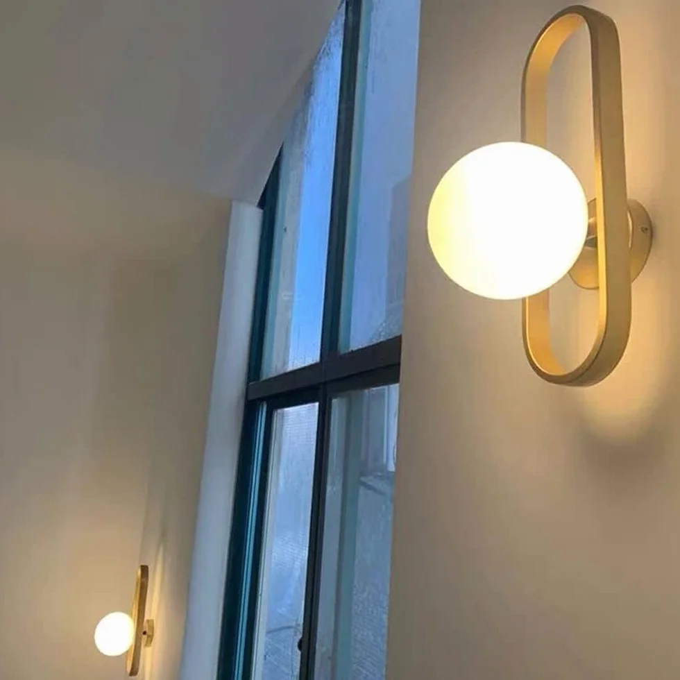 Luksusowa lampa ścienna LED sypialnia nocna szklana lampa ścienna kompatybilna z jadalnią salonem, oświetlenie średnie (złote)