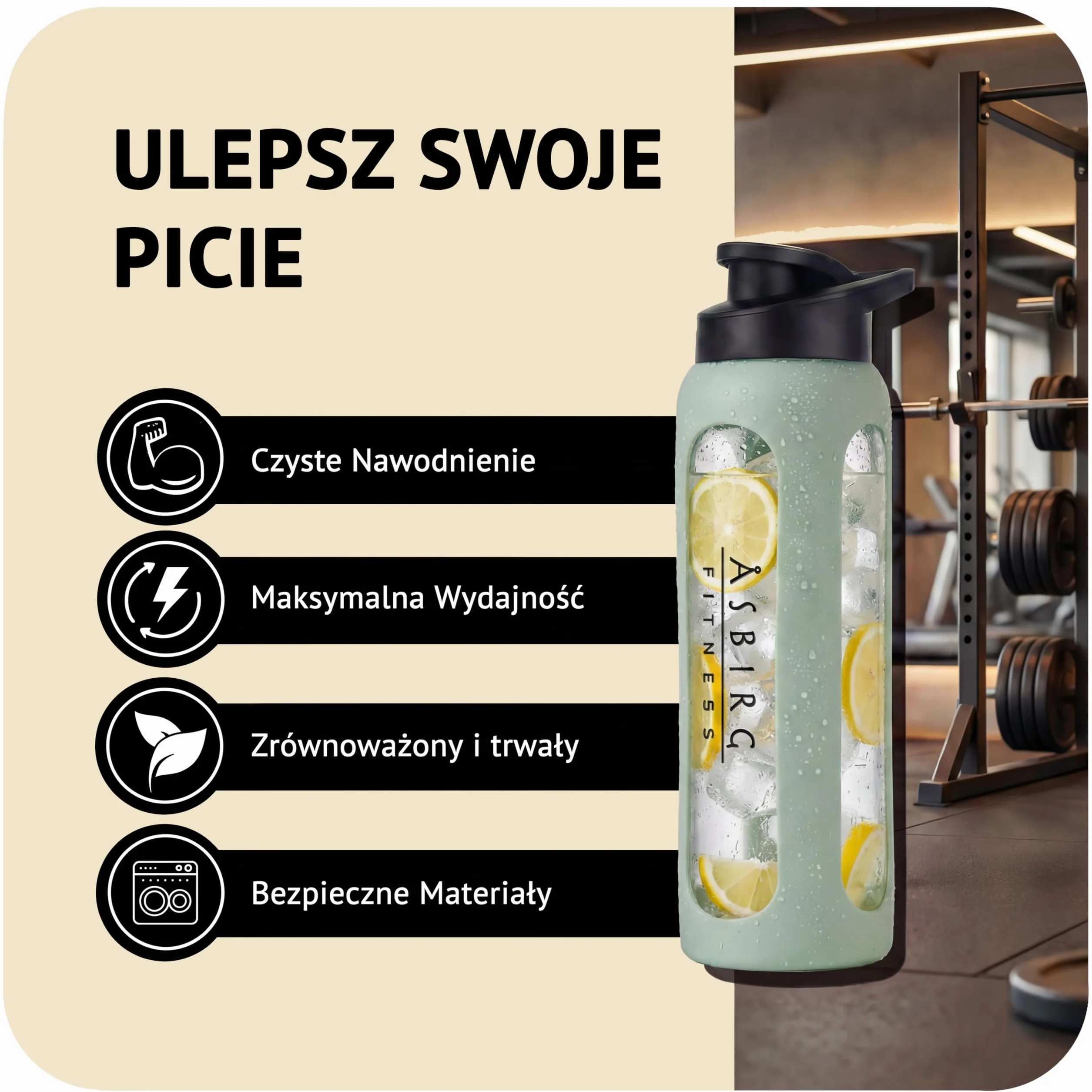 Szklany shaker do białka 700 ml butelka sportowa z silikonową osłonką szczelna pokrywka kulka miksująca stal nierdzewna Pastelowa Zieleń