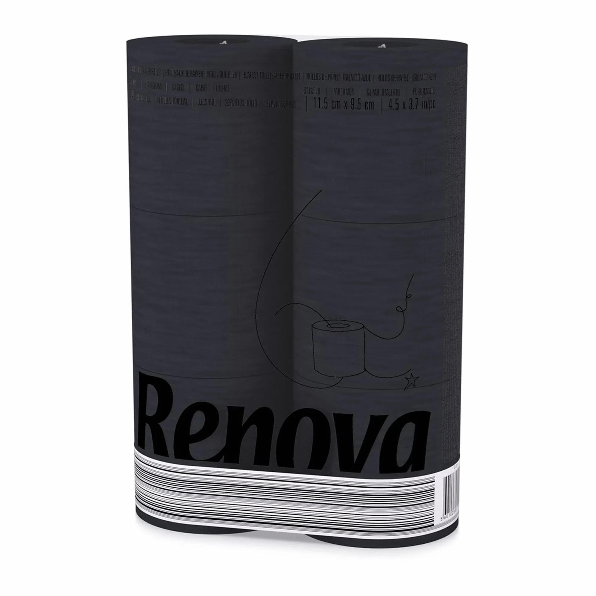 Renova H&PC-53742 3-warstwowa miękka czarna chusteczka toaletowa (6 sztuk)