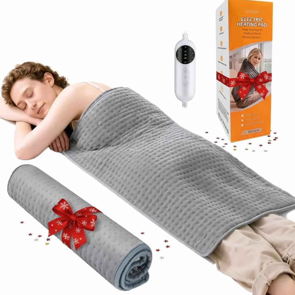 Poduszka grzewcza XXL do łagodzenia bólu pleców, skurcze okresowe – 50 cm x 102 cm, elektryczne wkładki grzewcze menstruacyjne, bardzo duże, do łagodzenia bólu szyi i ramion, nóg, 10 cm, model cieplny