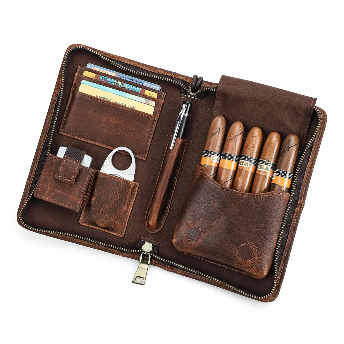 CONTACTS Przenośny humidor skórzany organizer na cygara z paskiem na nadgarstek
