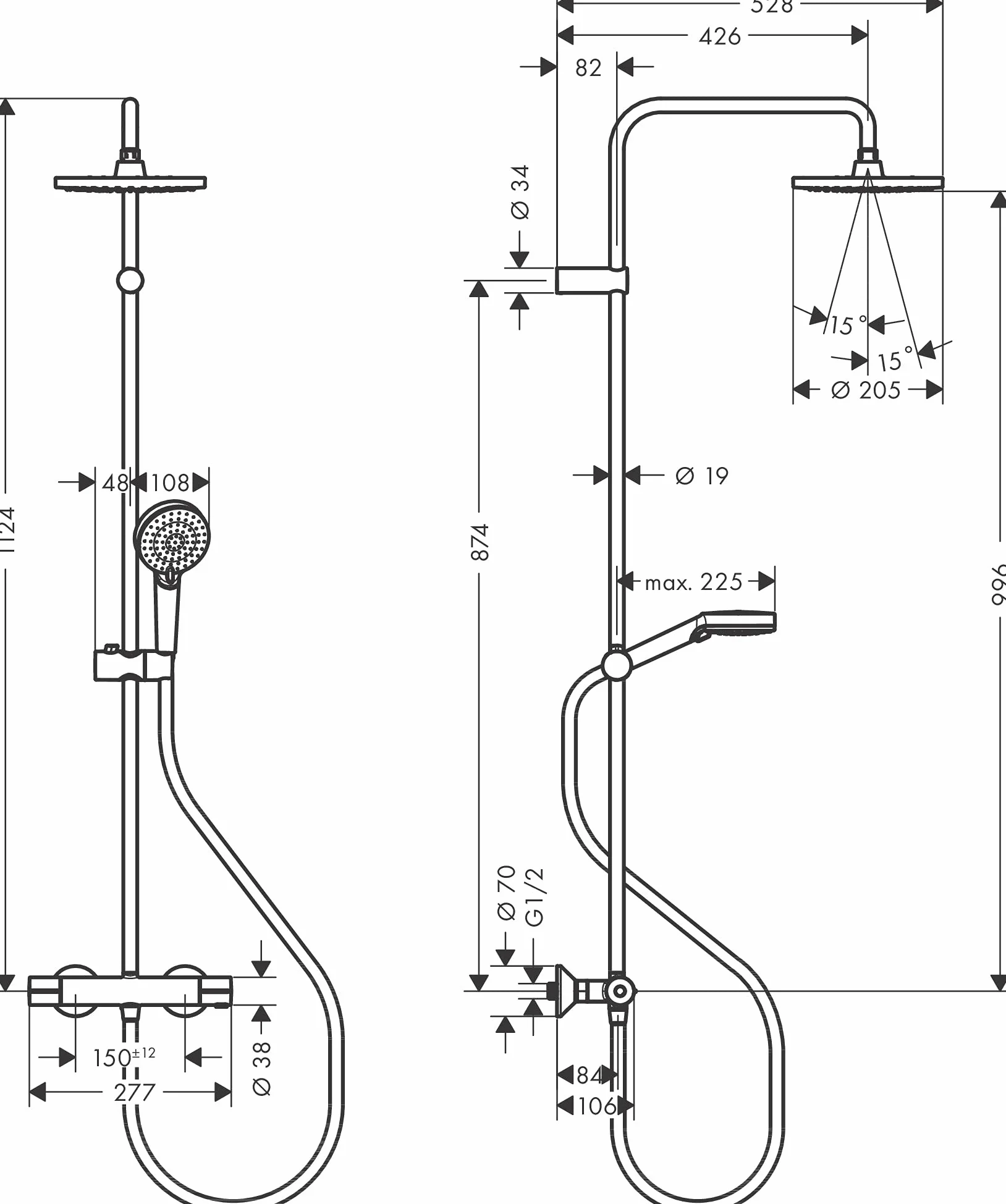 hansgrohe Vernis Blend Komplet prysznicowy 200 1-strumieniowa z baterią termostatyczną, chrom, 26276000