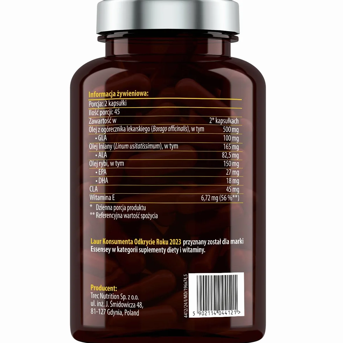 ESSENSEY - OMEGA 3-6-9 I 90 kapsułek I Kwasy tłuszczowe omega-3, -6 i -9 I Witamina E o działaniu antyoksydacyjnym¹ I EPA i DHA I Olej rybny