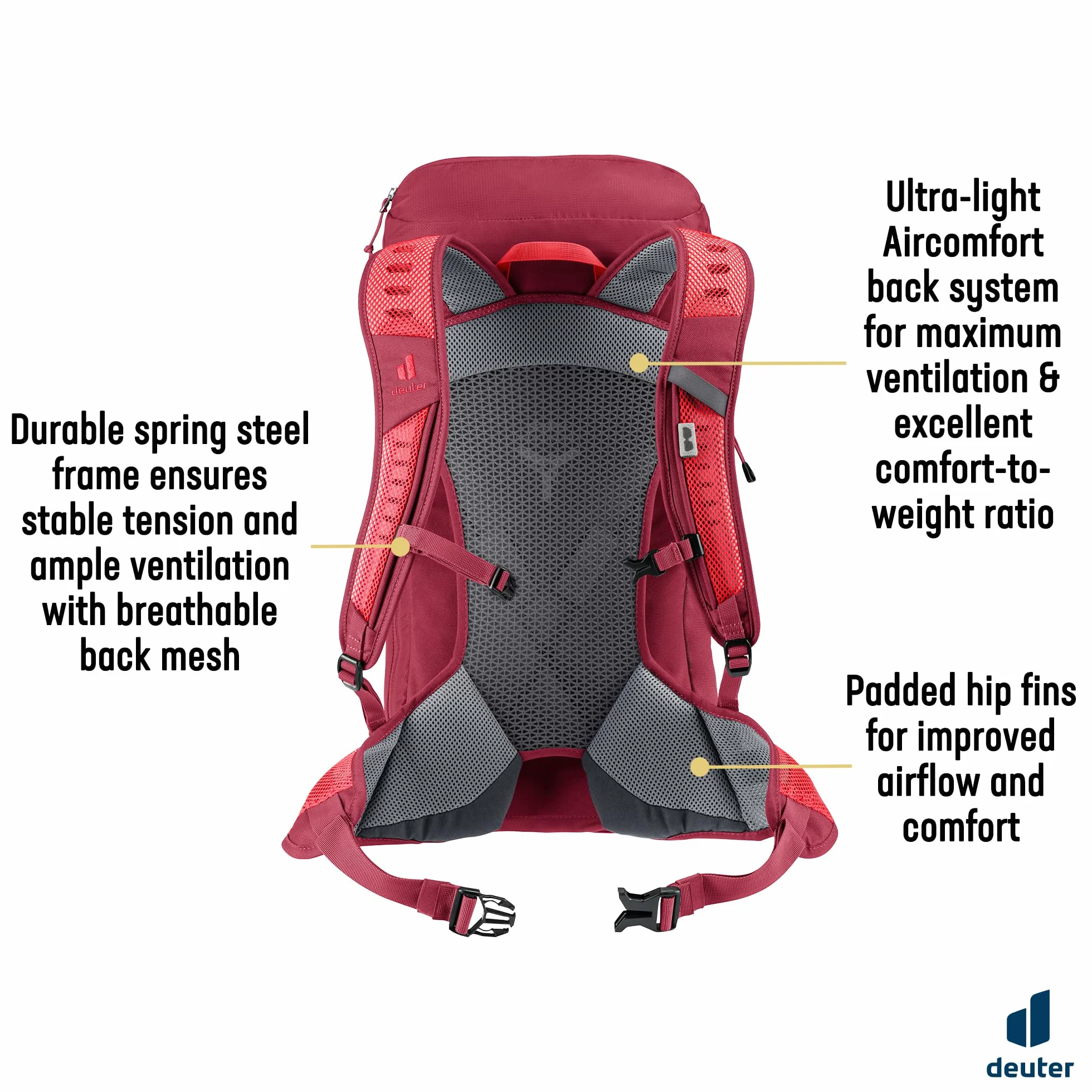 deuter AC Lite 24 plecak turystyczny, Cherry-masala, 24 Largo, Minimalistyczny