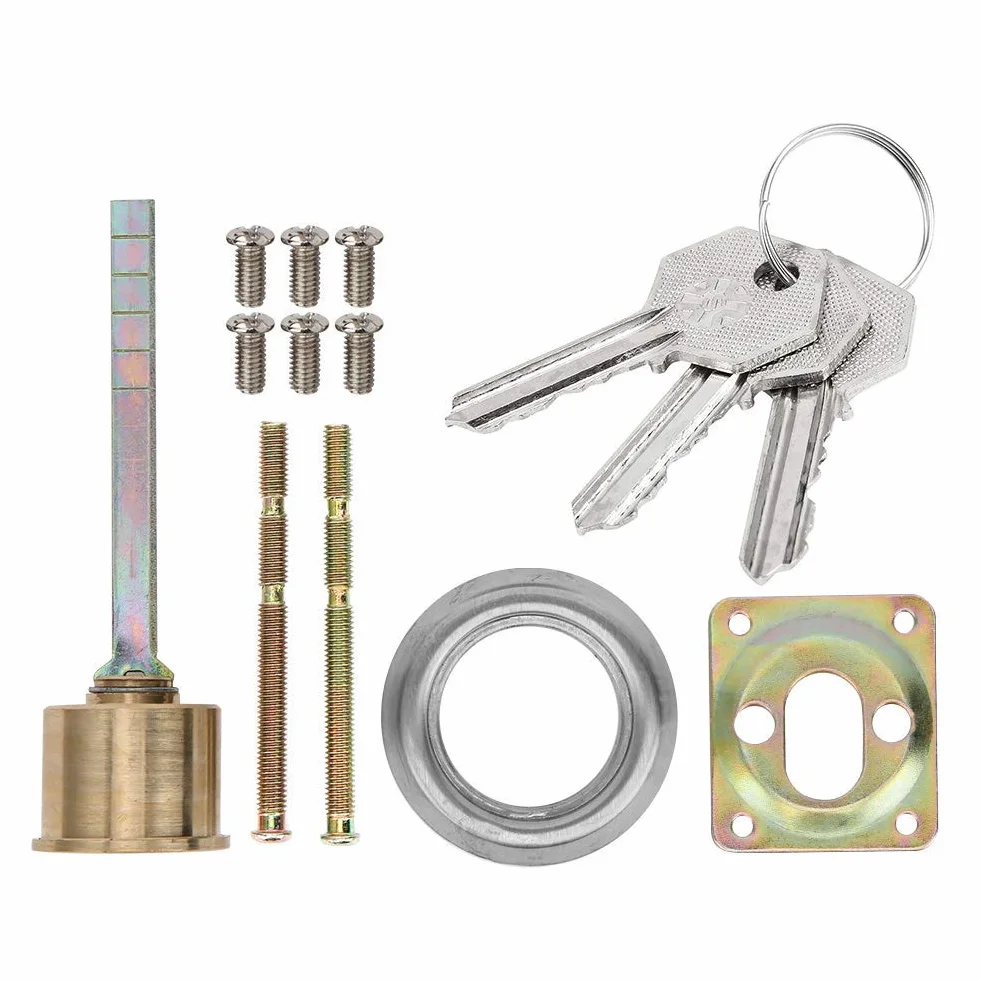 Zestaw cylindryczny zamka, miedziany zamek bezpieczeństwa, zamek mechaniczny 30 mm/1,3 cala, okrągły zamek cylindryczny z 3 kluczami, do żelaznych drewnianych drzwi bezpieczeństwa szafki